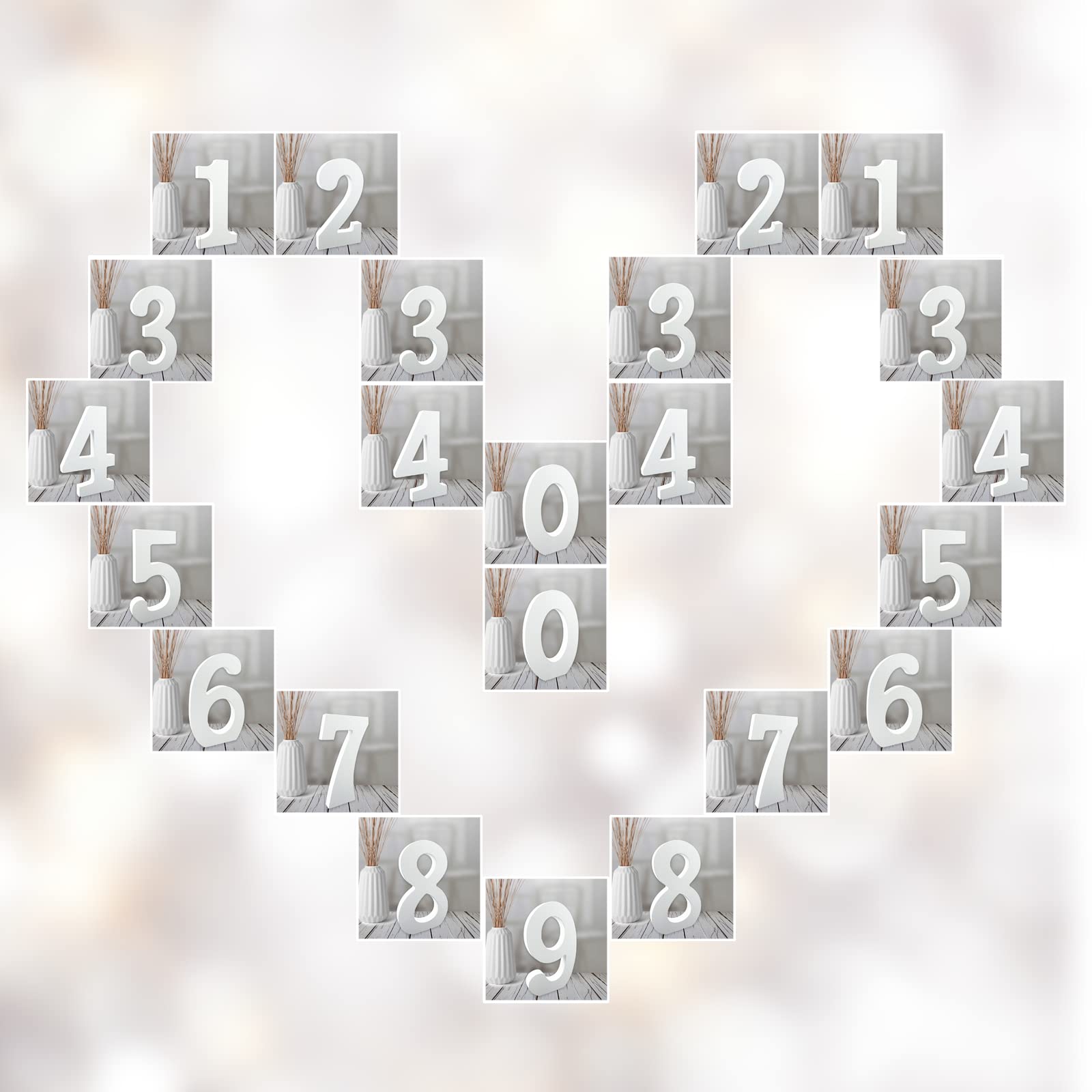 6 Inch Unfinished White Wood Numbers - DIY Wall Decor, Standing Number Slices for Home, Party & Craft Projects - Perfect for Wedding, Birthday, Nursery and Photo Backdrop Decorations