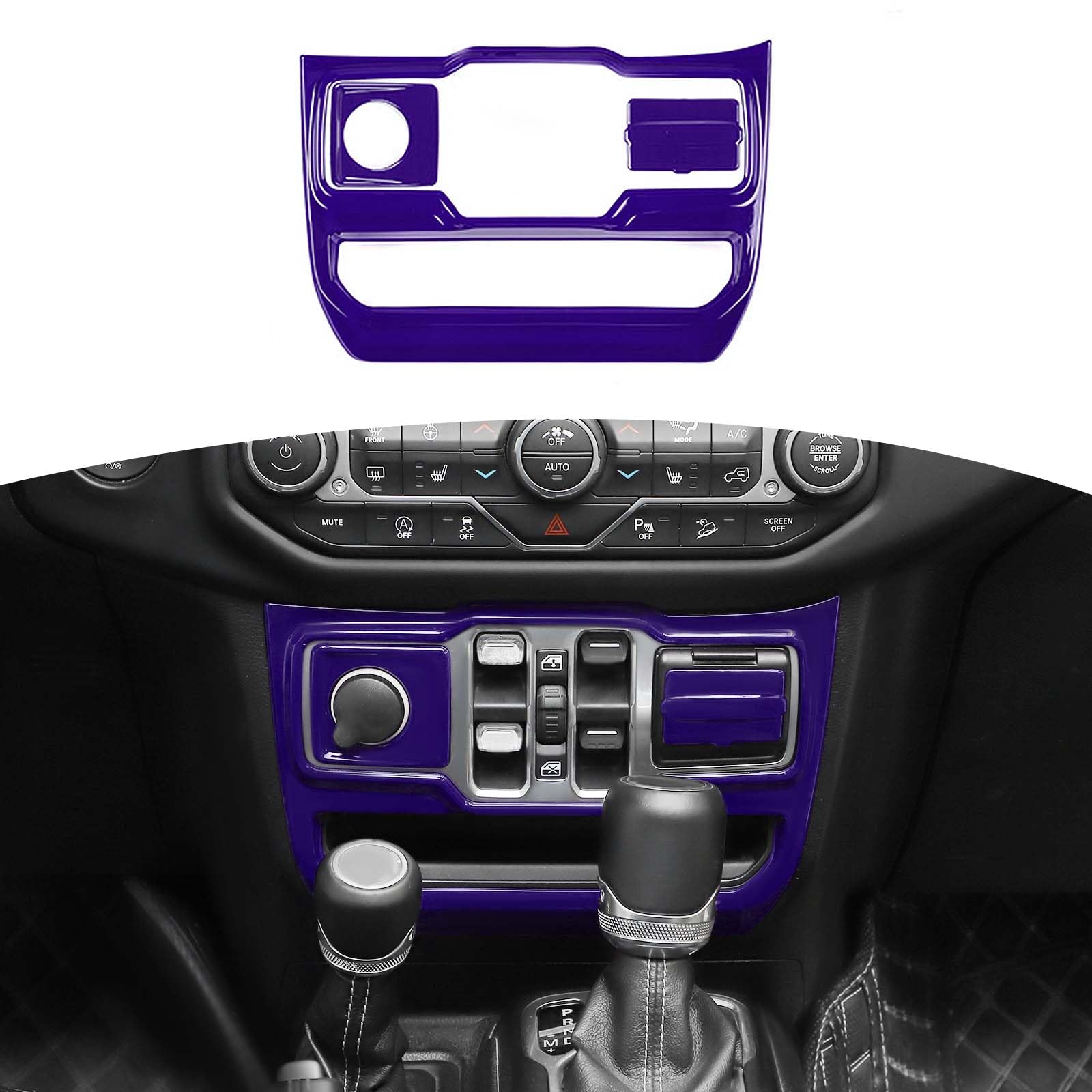 Jeep Wrangler JL JLU & Gladiator JT Center Dash Switch Panel Trim Cover (2018-2024) - Purple Interior Accessories 3pcs - Perfect for Window Control & Media Port Protection