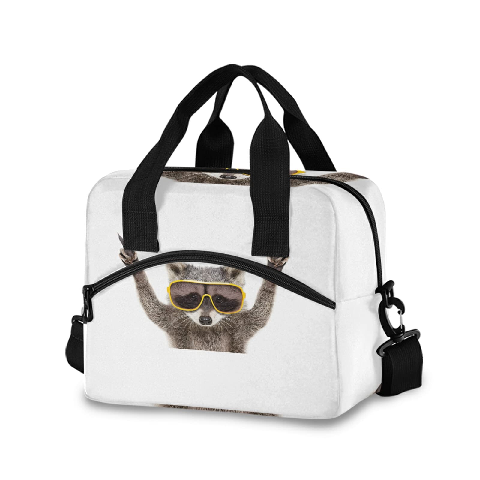 Stylish Leakproof Insulated Lunch Bag with Funny Raccoon Sunglasses Design - Reusable Cooler Lunchbox & Tote for Work, Travel, Picnics & Outdoor Activities