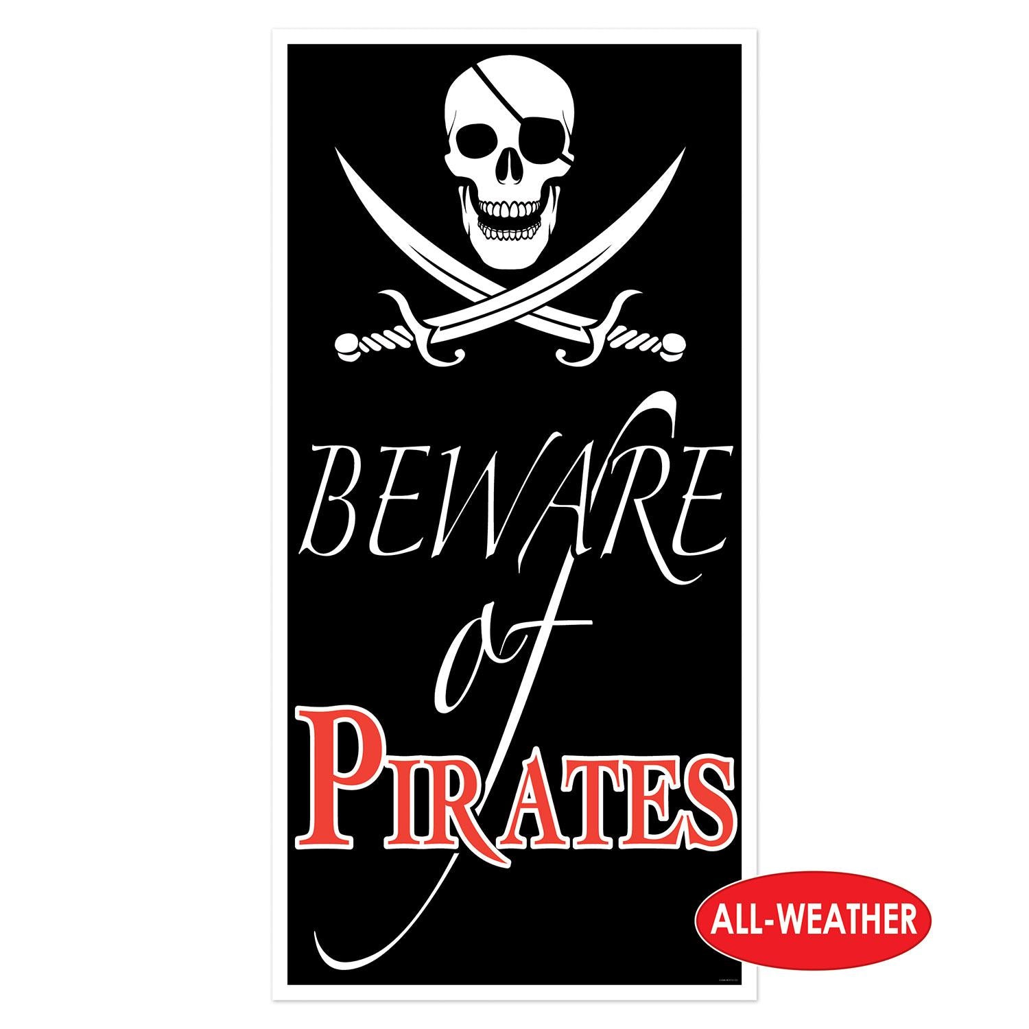 12 Pack Beistle Beware Of Pirates Party Door Cover - Halloween & Pirate Themed Party Decorations for Indoor & Outdoor Use