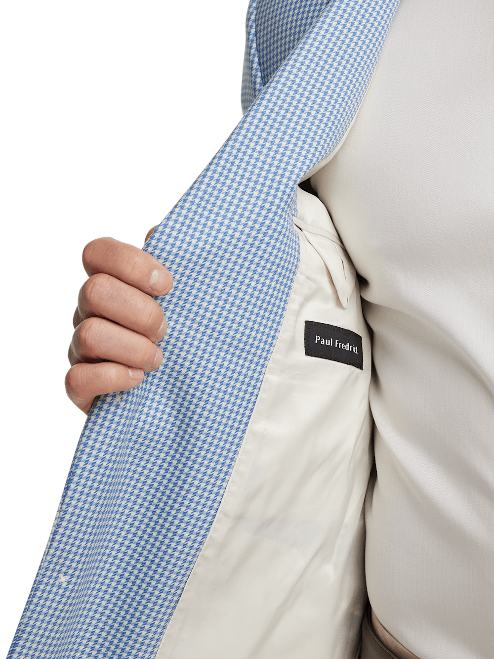 Premium Wool Houndstooth Single-Breasted Peak Lapel Blazer - Ocean Blue | Men's Formal Business Suit Jacket for Office, Weddings & Special Occasions