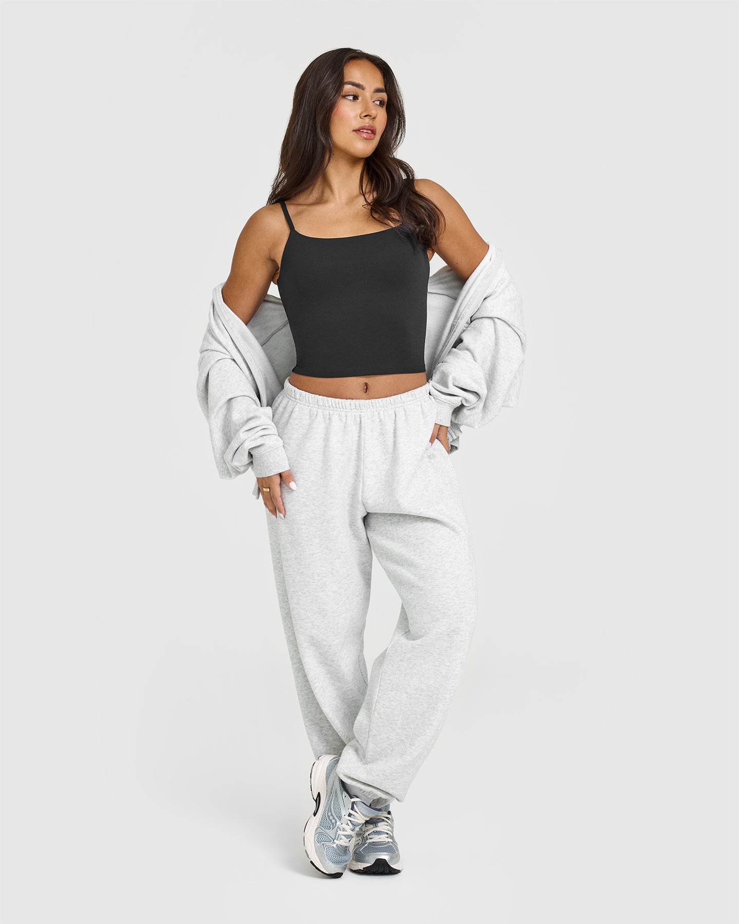 SoftMotion™ Strappy Mid Vest with Built-in Bra Shelf - Soft Black | Seamless Comfort for Yoga, Workouts & Lounge Wear