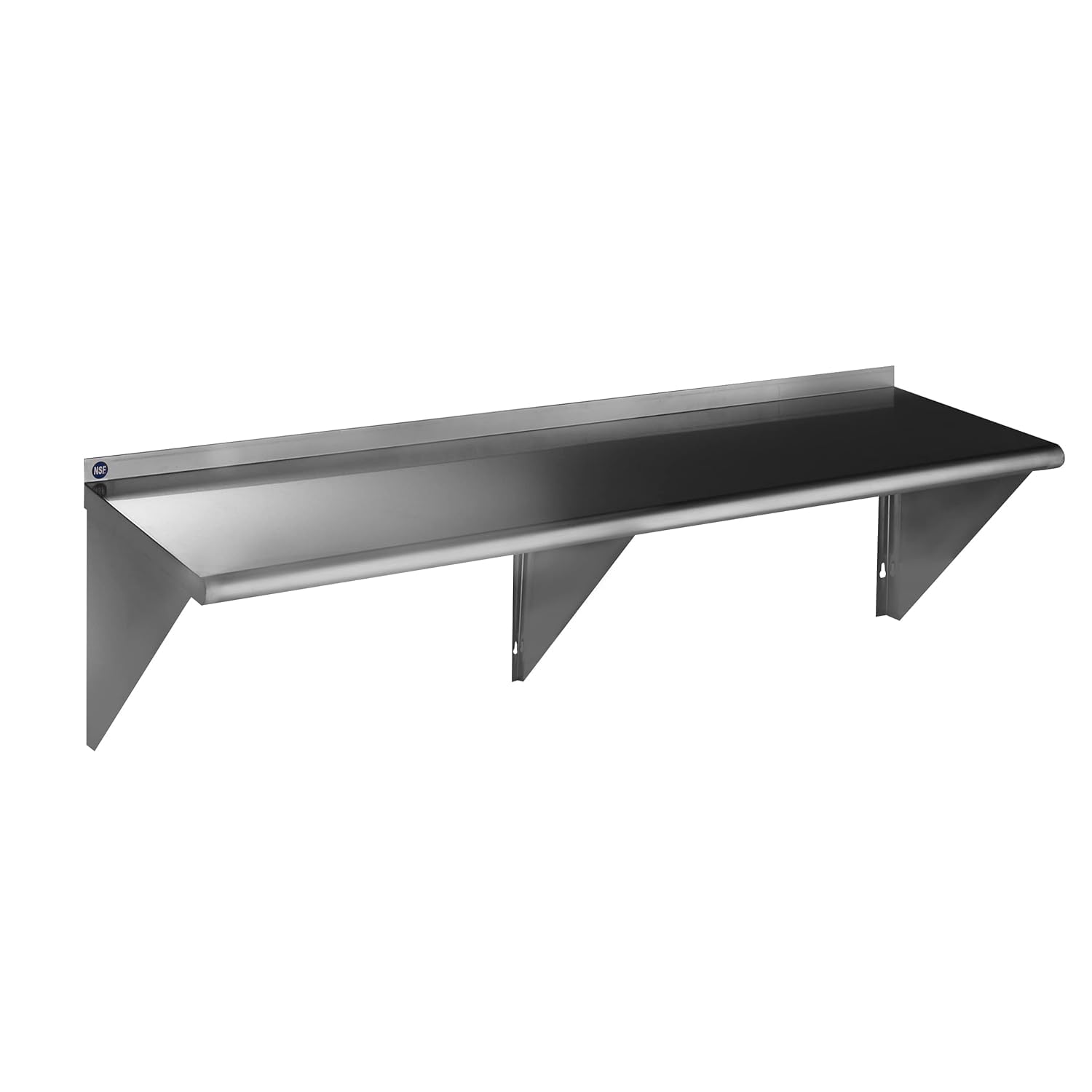 ROCKPOINT 18 x 72 Inch Stainless Steel Shelf - 500lb Capacity NSF Certified Commercial Shelving | Wall Mount Floating Shelves with Backsplash for Restaurant, Kitchen, Home & Hotel Storage | Heavy Duty Metal Shelving Unit for Pantry, Garage, Laundry Room Organization (Silver)