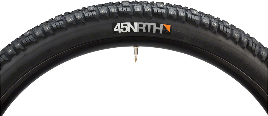 45NRTH Gravdal Studded Bike Tire - 26 x 2 Inch Clincher, Black Steel with 216 Carbide Studs (33 TPI) - Winter & Ice Cycling, Mountain Biking, Commuting in Snowy Conditions