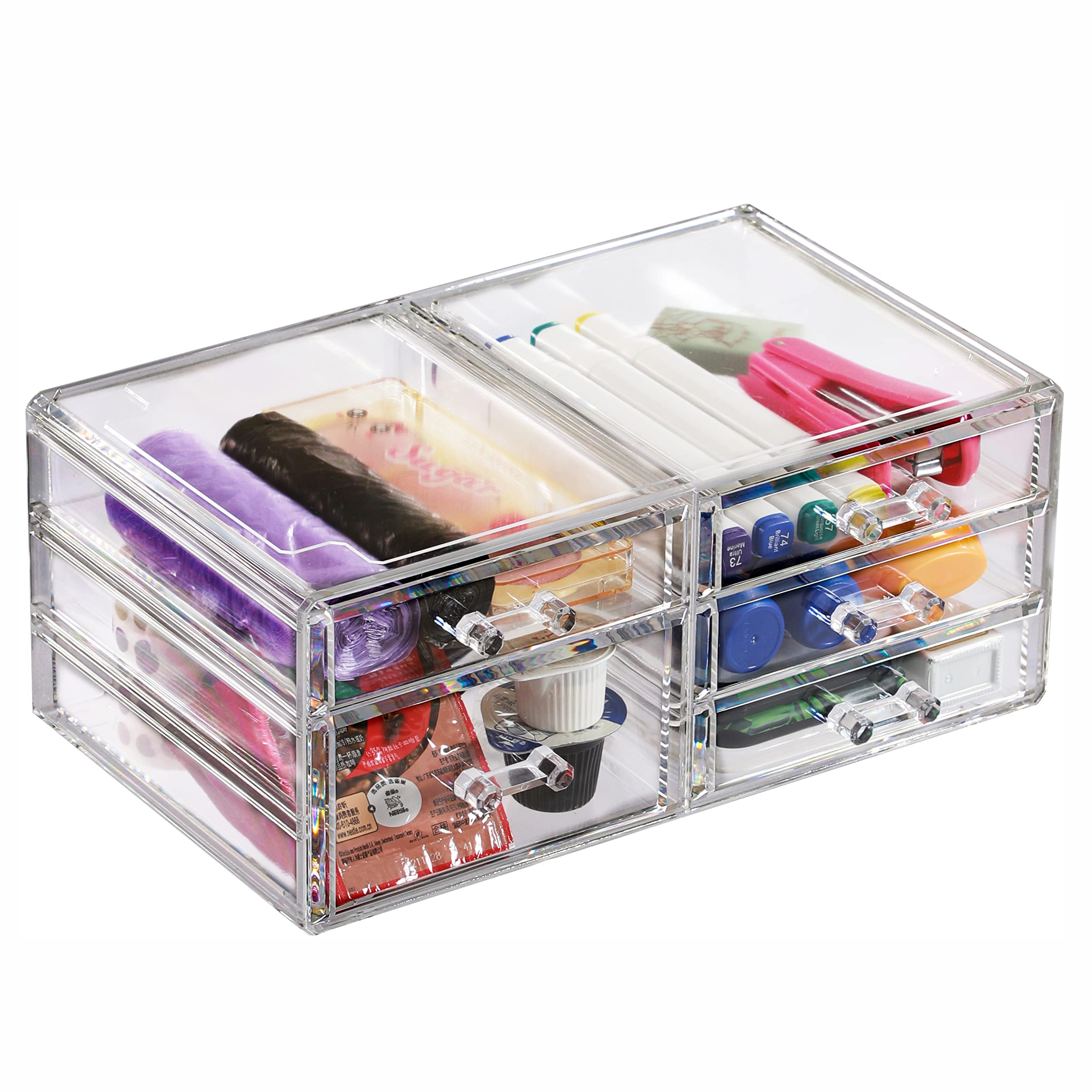 5-Tier Stackable Clear Acrylic Makeup Organizer with Drawers - Perfect for Jewelry, Hair Accessories, Nail Polish & Cosmetics Storage - Ideal for Bathroom, Vanity, Dorm Room & Bedroom Organization