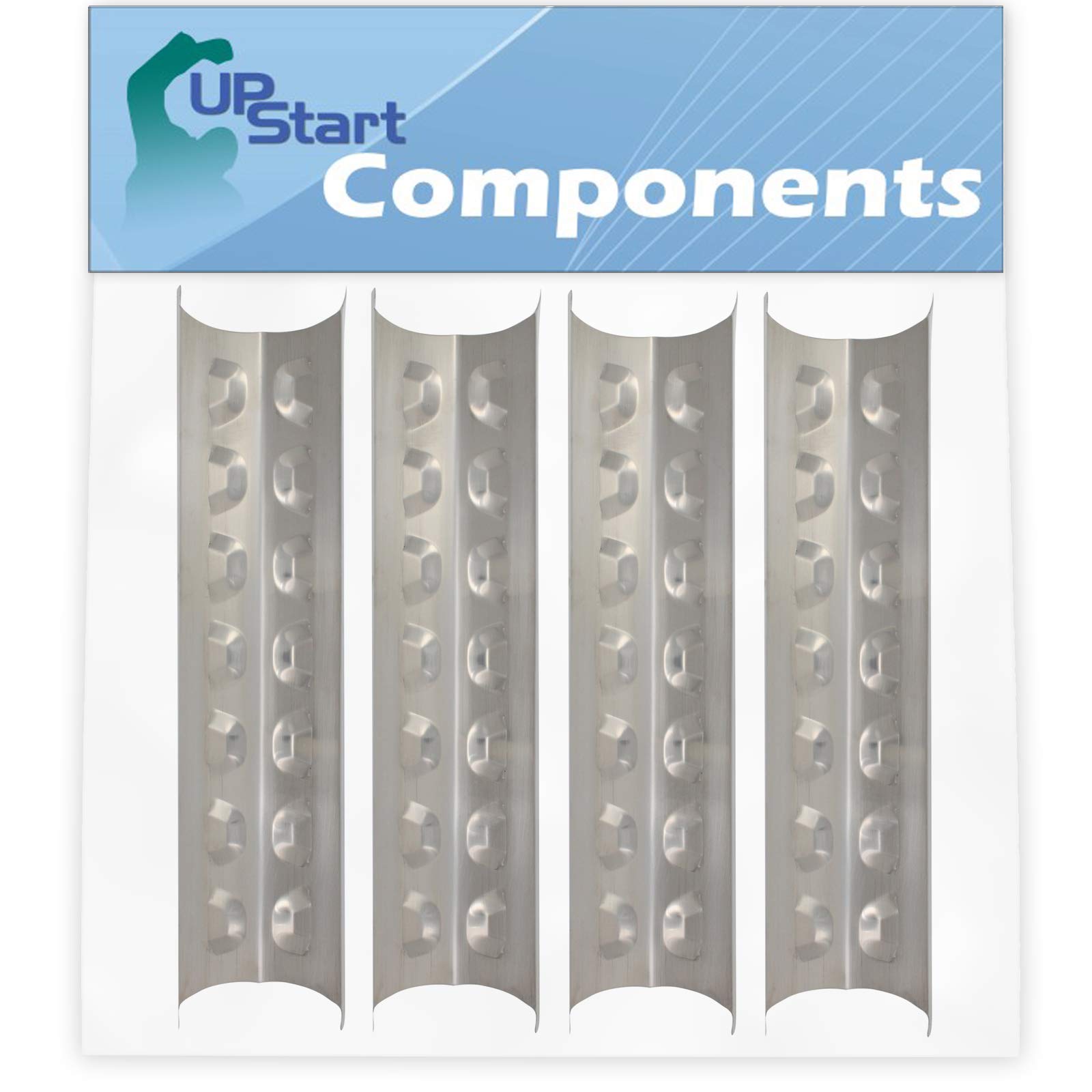 4-Pack Stainless Steel BBQ Grill Heat Shield Plates - Compatible with Brinkmann 95181, Replacement Flame Tamer, Guard & Deflector (15 3/8