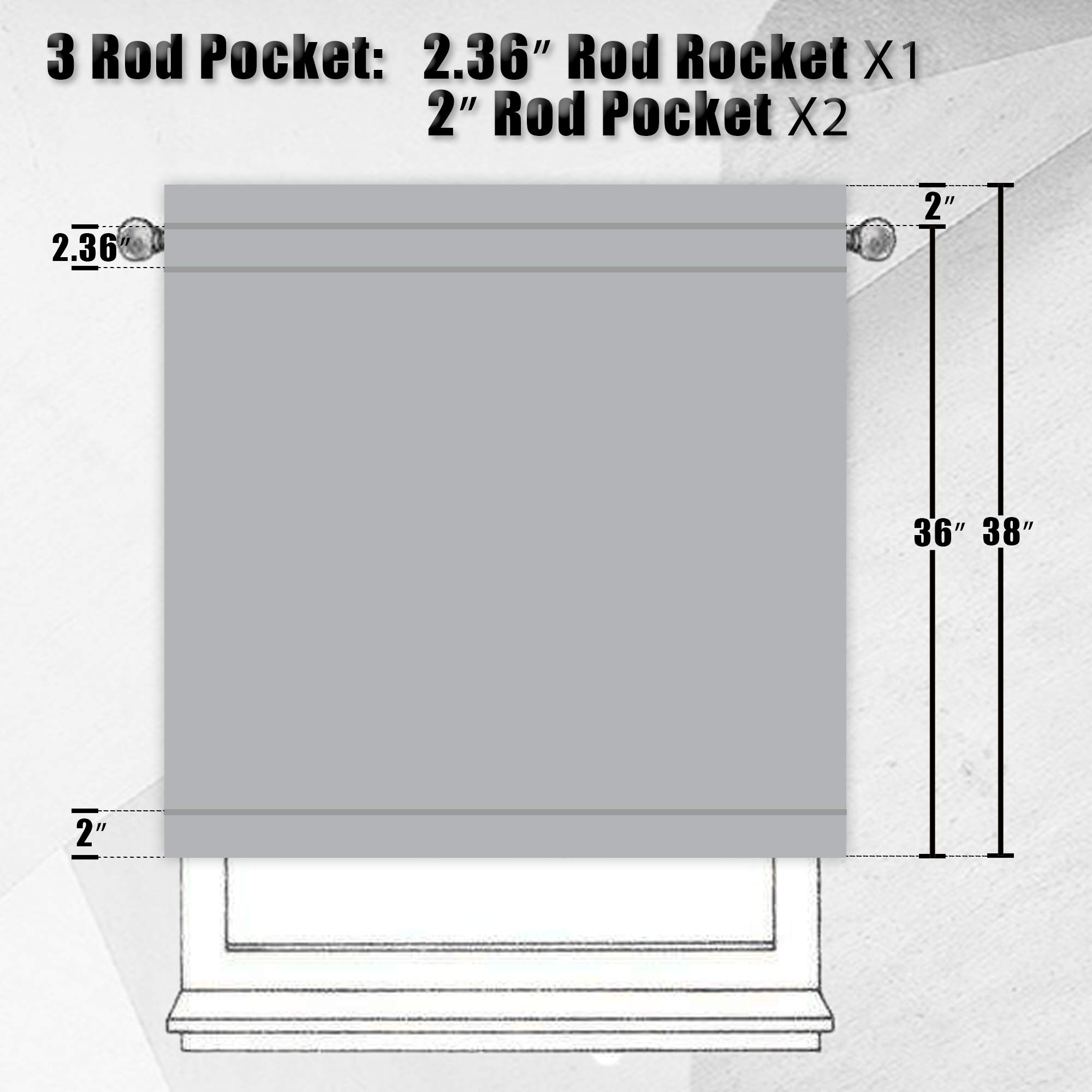 Grey Sheer Kitchen Curtains 36 Inch Length - Rod Pocket Tier Cafe Curtains, Linen Look Semi-Sheer Drapes for Privacy - Perfect for Basement, Bathroom & Small Windows (34x36 Inches) | Ideal for Kitchen Decor, Half Window Covering & Home Aesthetic