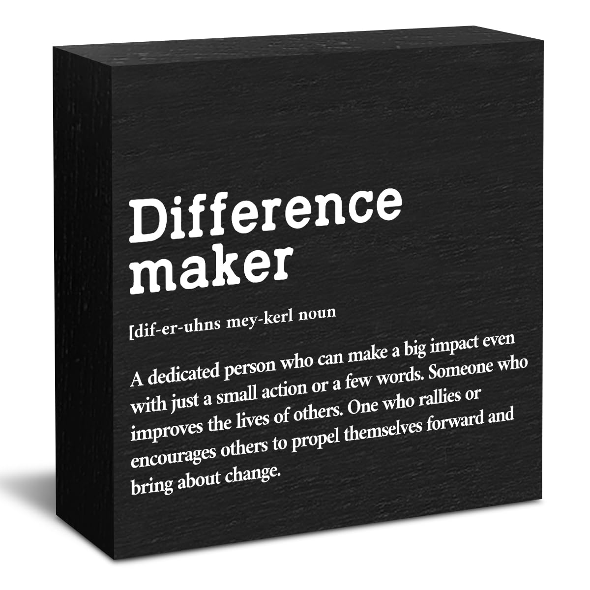 Difference Maker Definition Wooden Box Sign - Rustic Thank You Appreciation Gift for Teacher, Boss, Leader & Coworker - Farmhouse Home Office Decor, Desk Accessories, Shelf & Wall Decor - Perfect for Teacher Appreciation Week, Retirement Gifts & Office Motivation