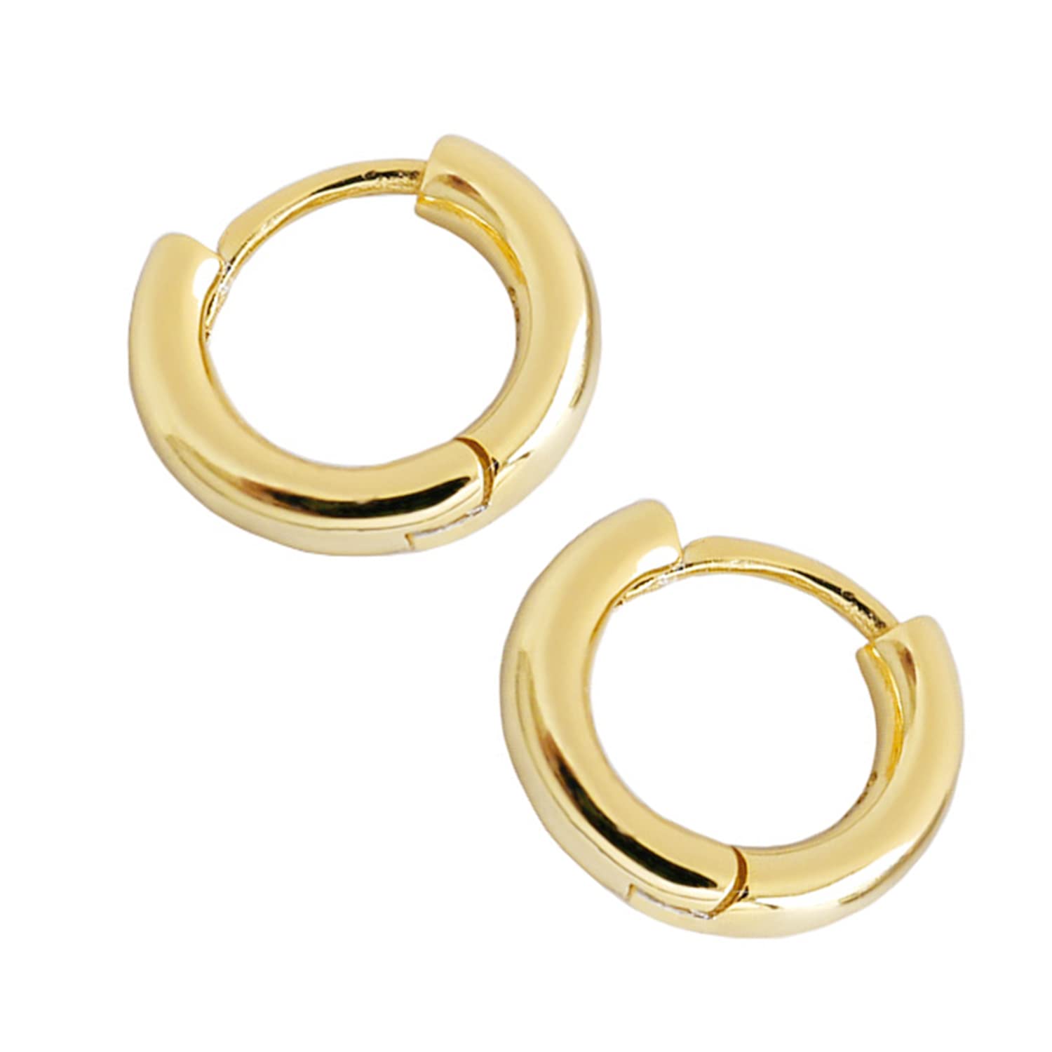 925 Sterling Silver Small Round Hoop Earrings - Thick Huggie Hoops for Women & Girls | Dainty Everyday Jewelry, Perfect for Work, Date Night & Gifts