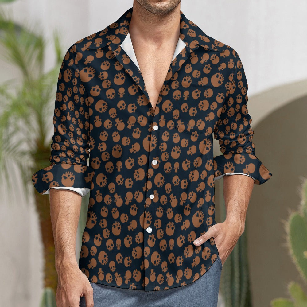 Dirt Skulls Men's Casual One Pocket Long Sleeve Shirt - Comfortable Streetwear for Outdoor Activities & Daily Wear