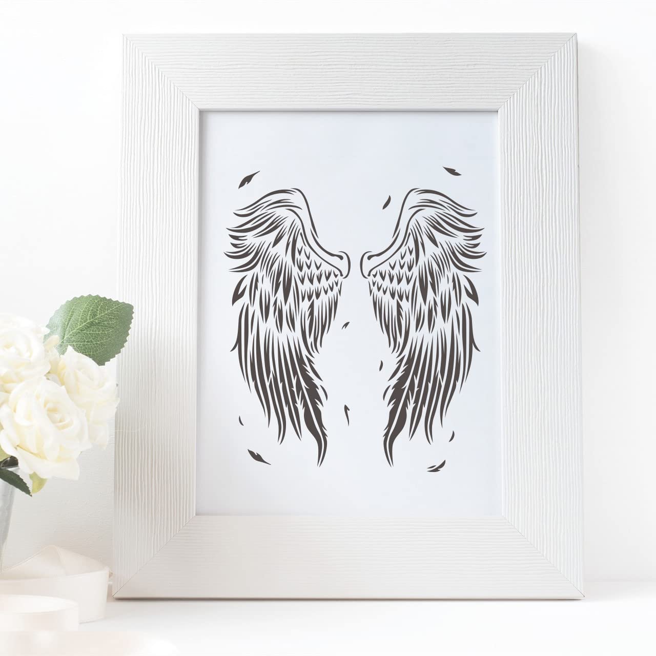 GSS Designs Angel Wings Stencils for Painting - 8.3x11.7 Inch Reusable Wings Stencil for Wood, Canvas, Paper, Walls & Furniture - Perfect for DIY Home Decor, Crafts, and Wall Art Projects