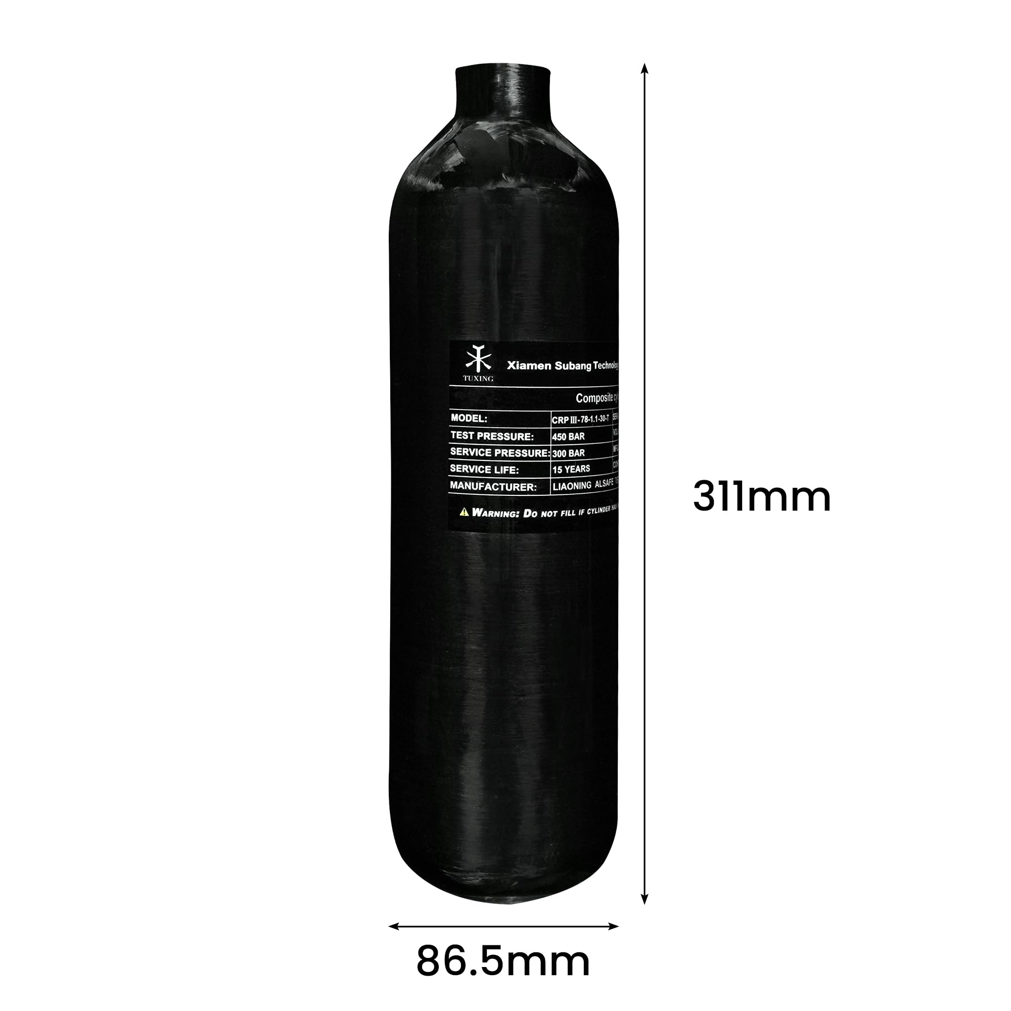 TUXING 1.1L 4500Psi Carbon Fiber PCP Air Tank - 67Cu HPA Scuba Diving Bottle for Air Rifles (M18x1.5 Thread) | Perfect for Paintball, Diving & Outdoor Shooting Sports