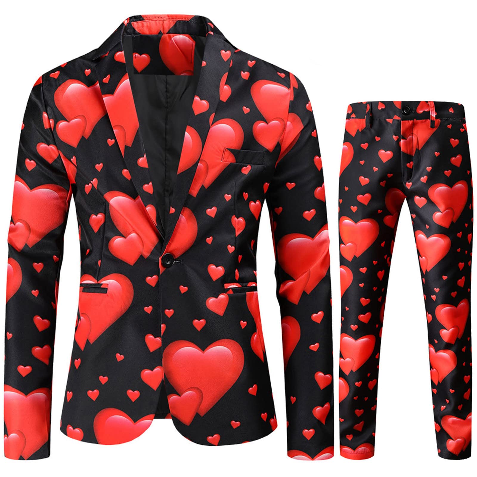 2 Piece Men's Outfits - Stylish Printed Coat & Comfortable Soft Pants Set | Casual Suit for Date Night, Party & Everyday Wear