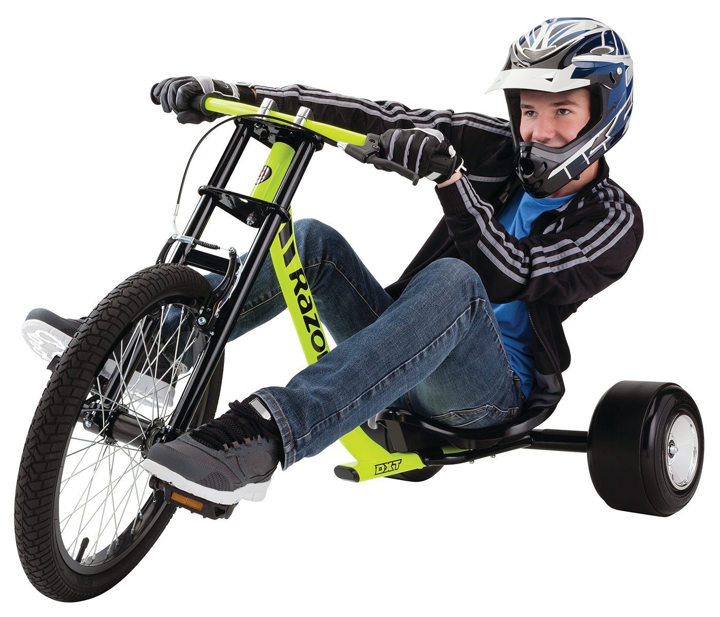 Razor DXT Drift Trike in Yellow - One Size Adult Drifting Tricycle for Outdoor Fun & Backyard Racing