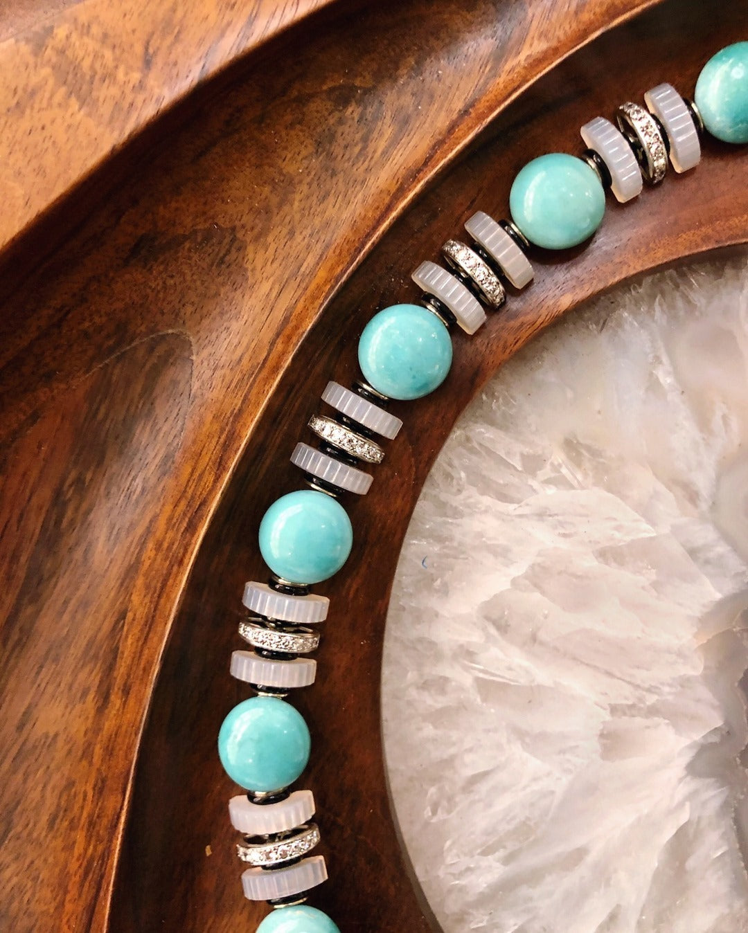 Mauboussin Turquoise, Chalcedony & Diamond Necklace for Women | Elegant Jewelry Gift for Anniversary, Wedding & Special Occasions