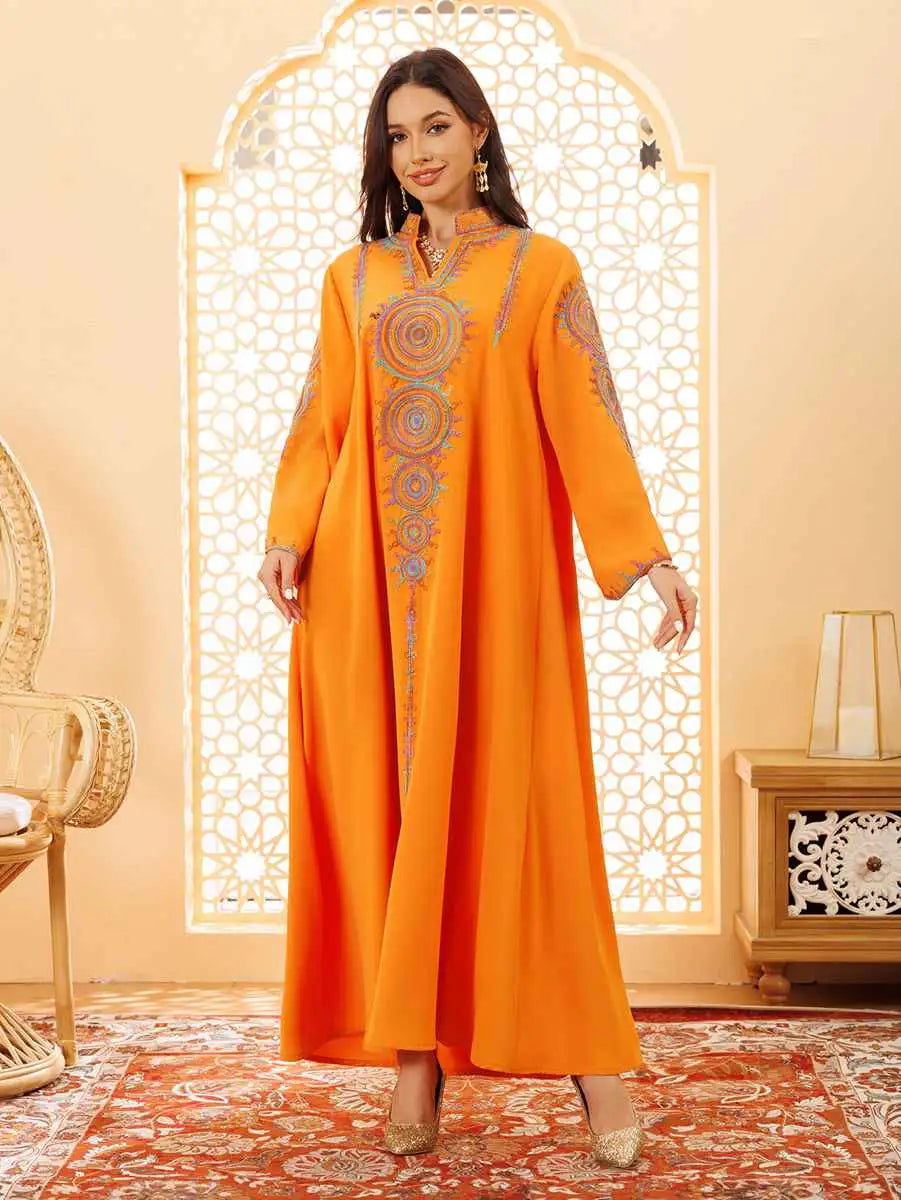 Elegant Eid Jalabiya Caftan Dress for Women - Traditional Embroidered Kaftan Gown - Perfect for Eid Celebrations, Weddings & Special Occasions