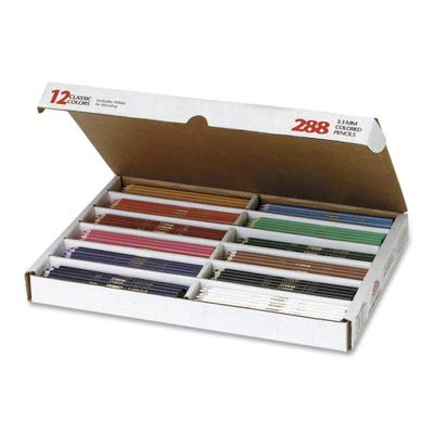 Dixon® Prang Colored Woodcase Pencils - 3.3 mm Core, 12 Assorted Vibrant Colors, 288 Pencils per Box - Perfect for School, Art Projects & Office Use