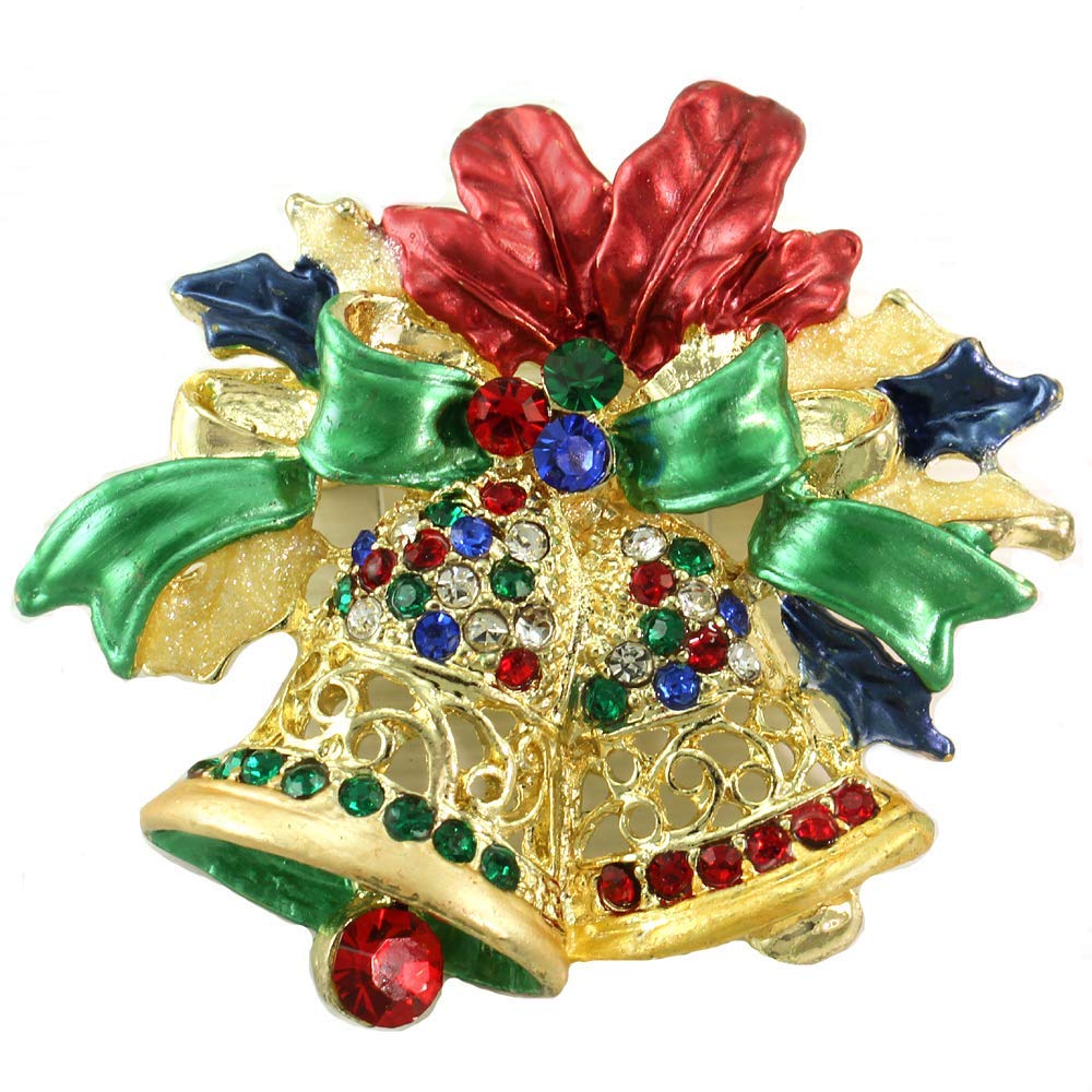 Elegant Green & Red Ribbon Bow with Jingle Bells Charm - Perfect for Christmas Jewelry, Holiday Gifts & Party Decorations
