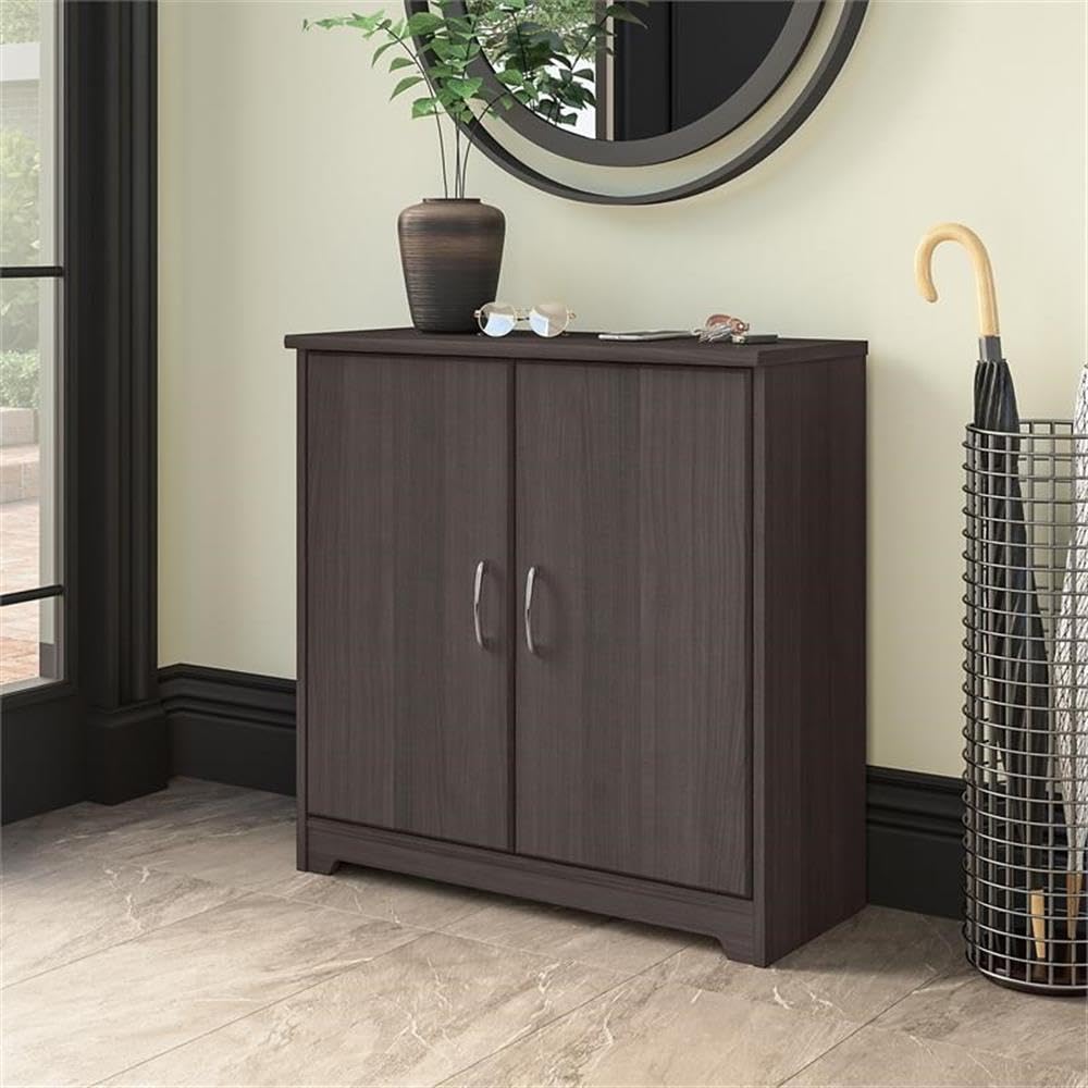 Bush Furniture Cabot Small Entryway Cabinet with Doors - Heather Gray Storage Organizer for Hallway, Living Room & Entryway | Compact & Stylish Home Decor Solution