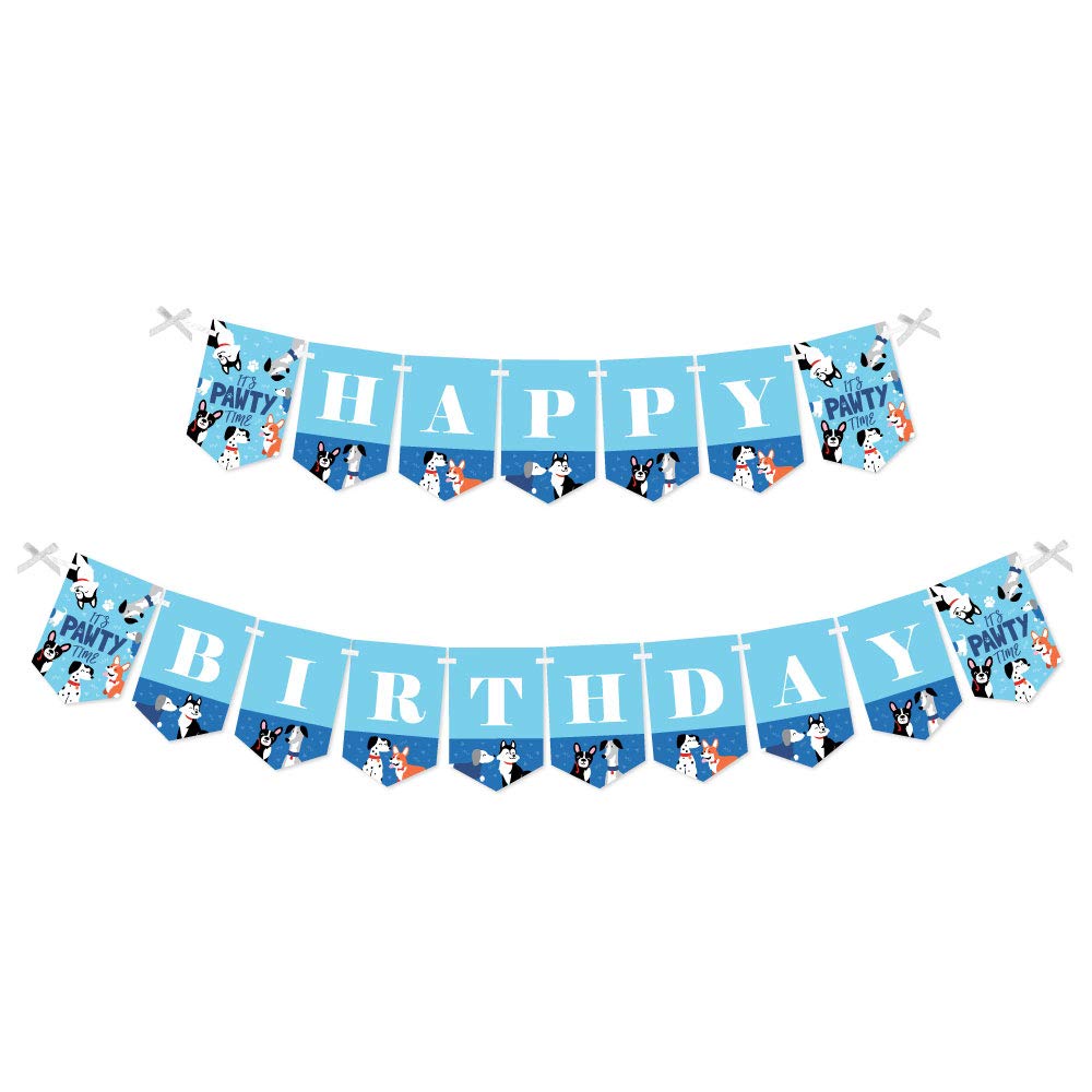 Pawty Like a Puppy Dog Birthday Party Bunting Banner - Happy Birthday Decorations for Dogs - Perfect for Puppy Birthday Parties & Pet Celebrations