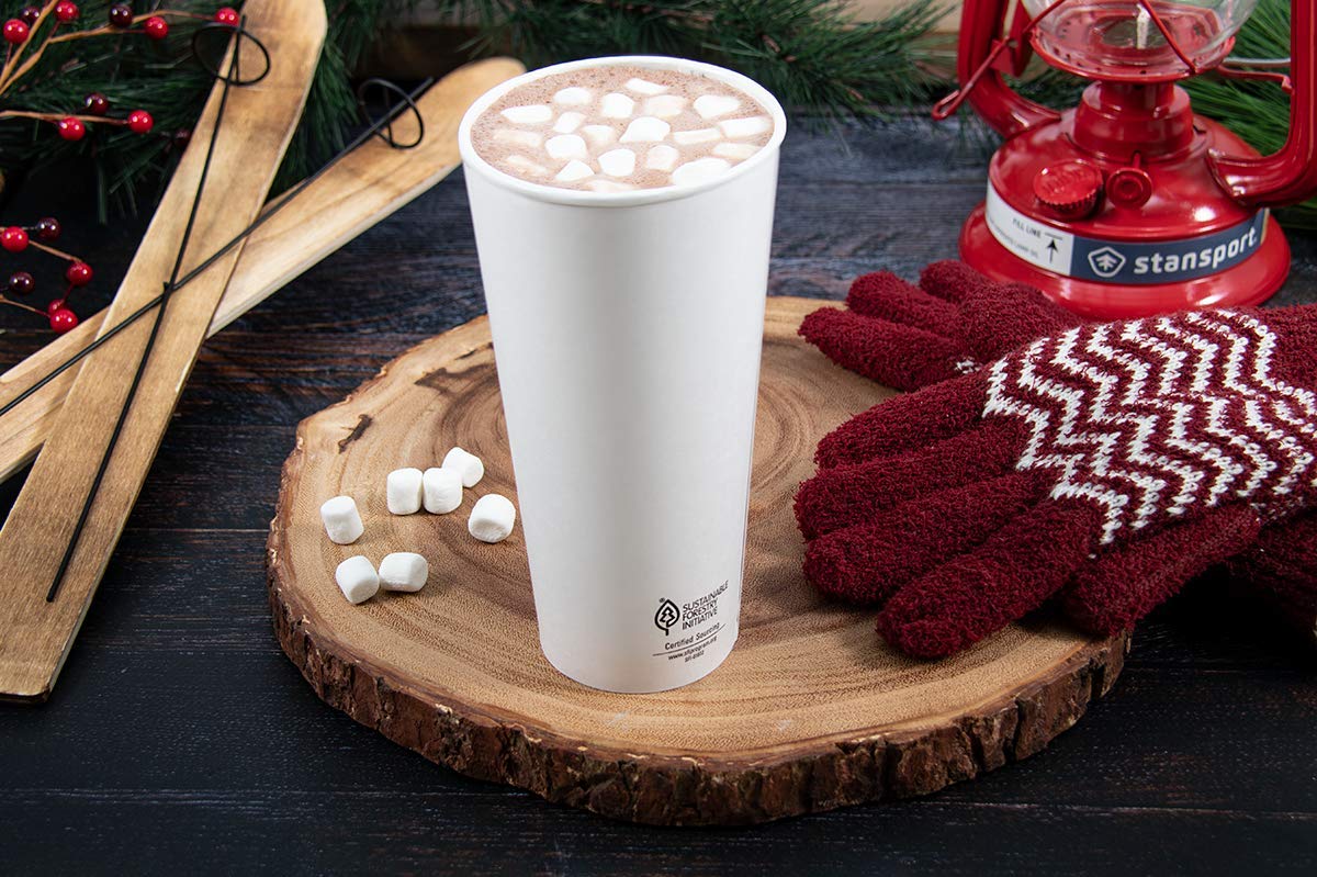 ThermoGuard 24oz White Paper Cups (600 Count) - Insulated Hot & Cold Drink Cups for Coffee, Tea, and Beverages - Perfect for Office, Cafes, and Parties