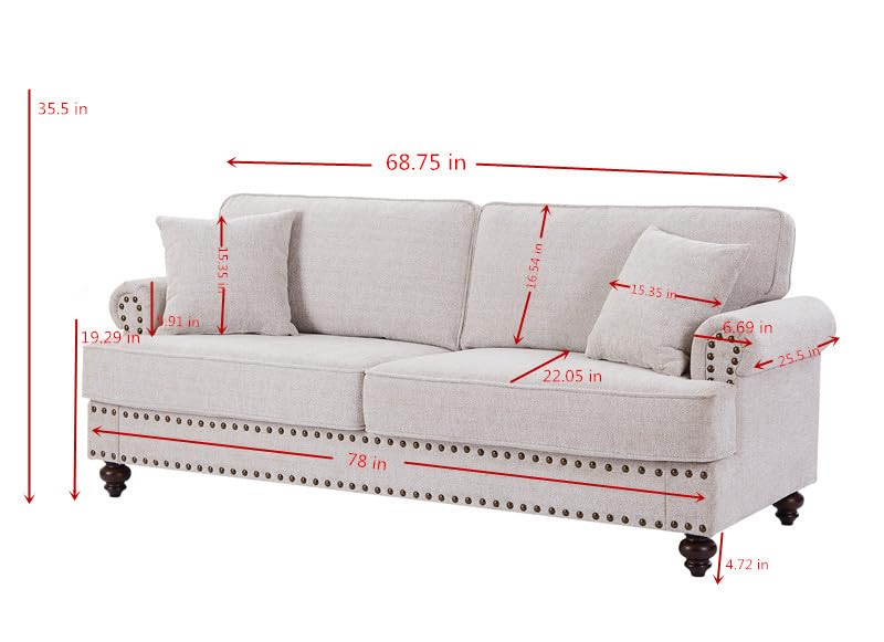 FANYE 3-Piece Chenille Upholstered Living Room Sofa Set with Armchair, Loveseat & 3-Seater Couch - Button Tufted Design with 4 Pillows & Nailhead Decor for Home, Office & Apartment - Perfect for Family Gatherings, Movie Nights & Relaxing