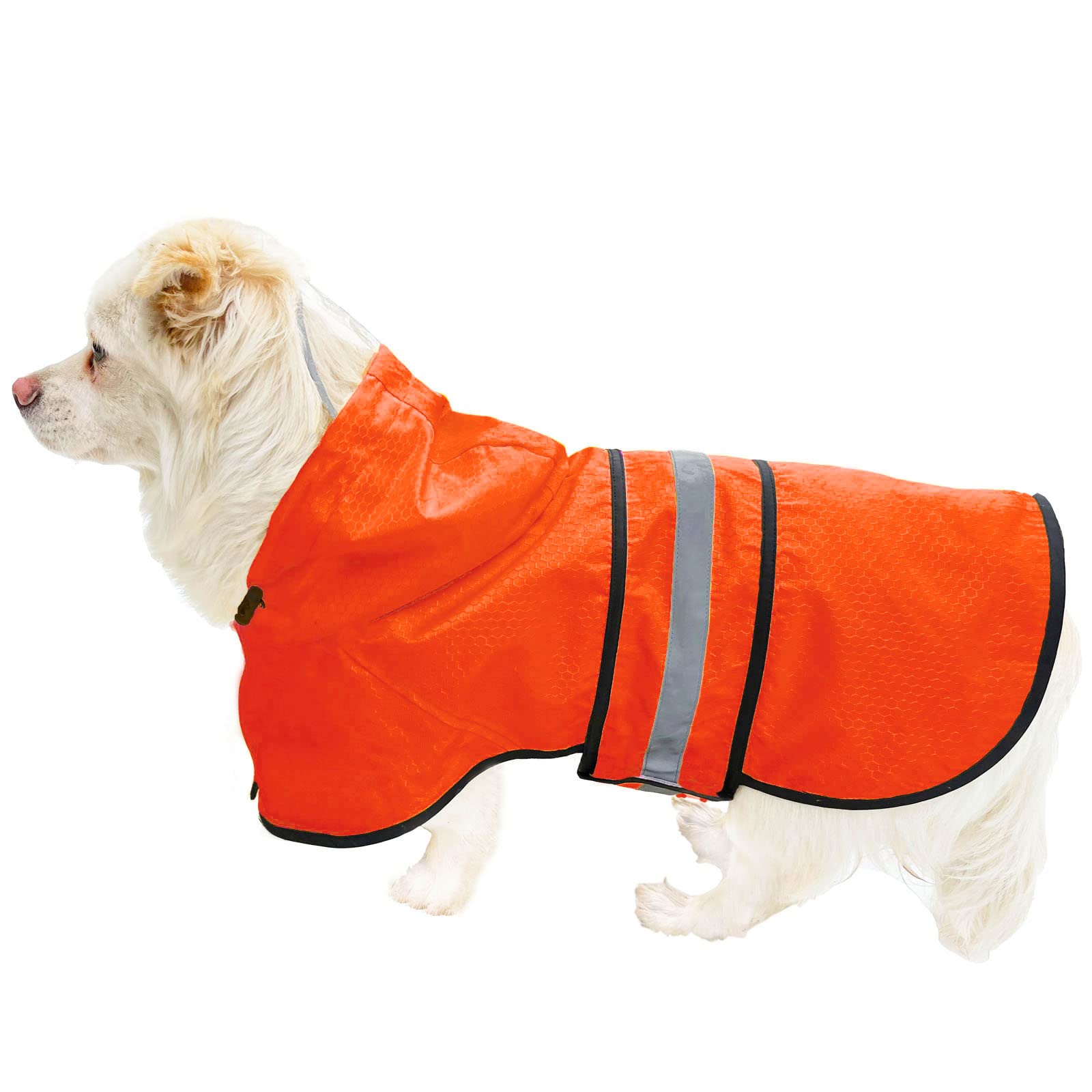 Waterproof Reflective Dog Raincoat - Lightweight Breathable Hooded Poncho with Adjustable Belly Strap & Leash Hole for Small Medium Large Dogs (Small, Orange) - Perfect for Rainy Walks, Hiking & Outdoor Adventures