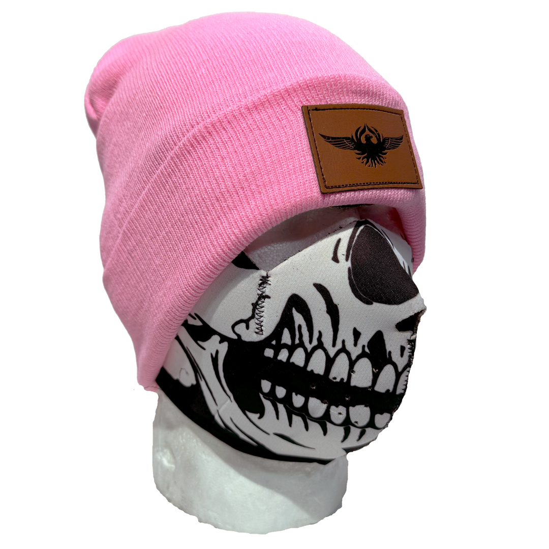 Eagle Leather Knit Beanie for Men & Women - Winter Warm Wool Blend Hat for Outdoor Activities, Hiking, and Casual Wear