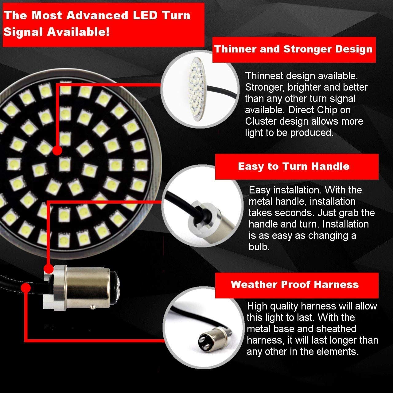 Eagle Lights Midnight Edition LED Turn Signals with White Running Lights for 1997-2000 Honda Valkyrie Motorcycle - Smoked Lens Upgrade for Enhanced Visibility & Style | Perfect for Night Riding & Custom Bike Builds