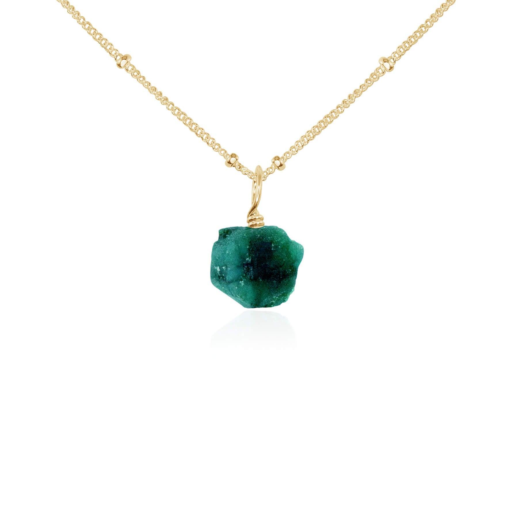Natural Raw Emerald Pendant Necklace - Handmade Sterling Silver Jewelry for Women - Perfect for Boho, Hippie & Nature Lover Gifts