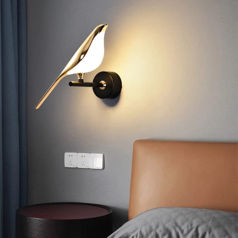 Winlams Magpie Wall Lamp - Modern Luxury LED Sconce for Living Room, TV Background & Bedside Lighting - Elegant Hotel-Style Red Bird Design (Single Warm Light, WD187) - Perfect for Bedrooms, Hallways & Cozy Reading Nooks
