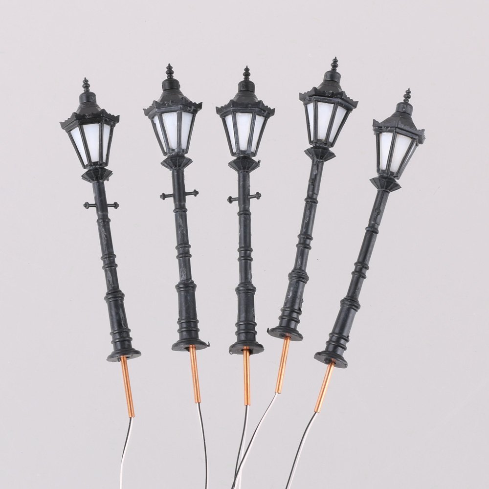 10PCS 1:75 Scale LED Courtyard Street Lamps for Model Railways & Train Sets - Perfect for Dioramas, Miniature Landscapes and Tabletop Displays