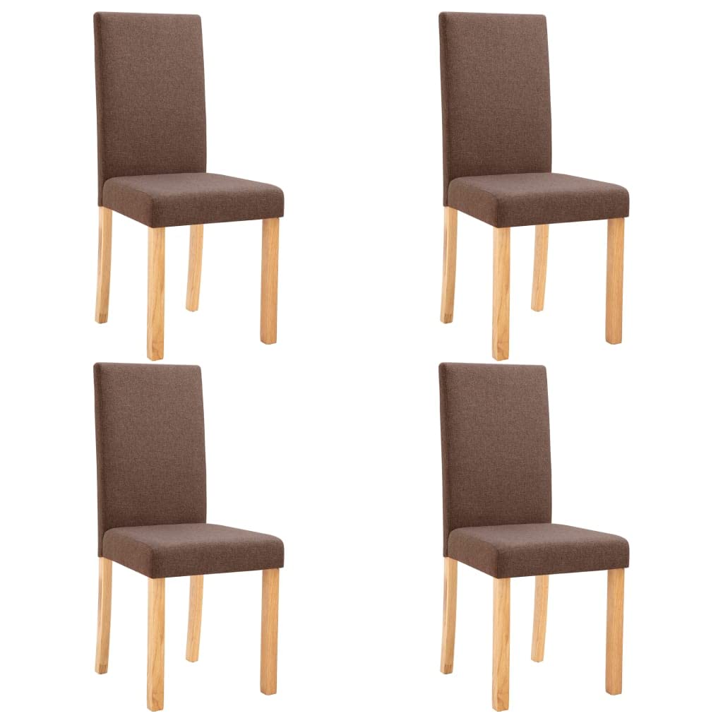 SKM Modern Dining Chairs Set of 4 - Brown Fabric Upholstered Kitchen Chairs with Sturdy Metal Legs for Dining Room, Kitchen, Breakfast Nook - Comfortable Seating for Family Gatherings & Dinner Parties