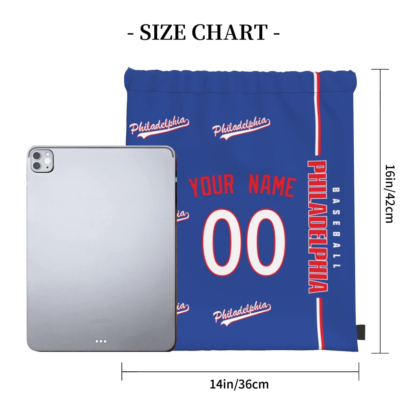 Custom Personalized Philadelphia Drawstring Backpack with Name & Number - Gift for Men, Women, Boys | Gym, Sports, Travel & School Use