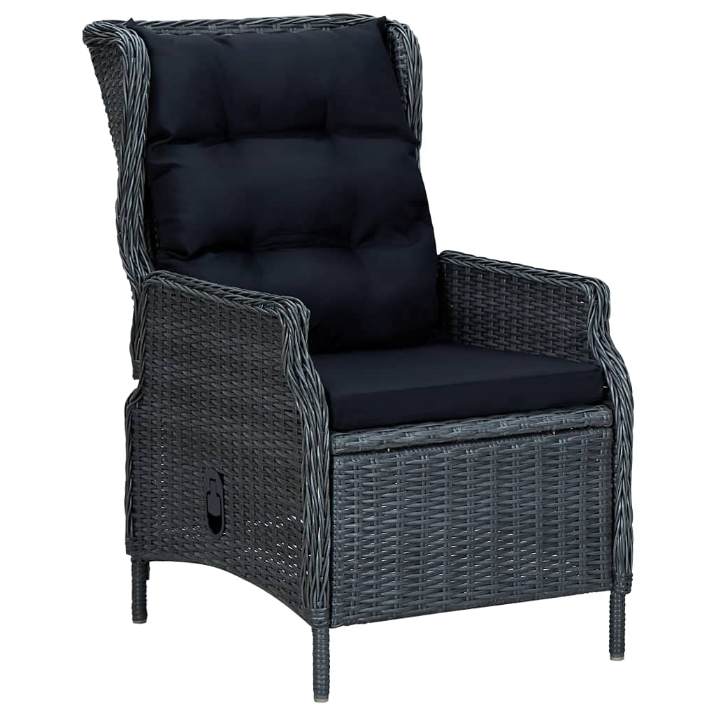 Outdoor Patio Bar Stools Bistro Set - All Weather Wicker Bar Chairs & Table for Garden, Yard, Cafe - Dark Gray Poly Rattan Furniture with Cushions - Perfect for Outdoor Dining, Lounging & Entertaining