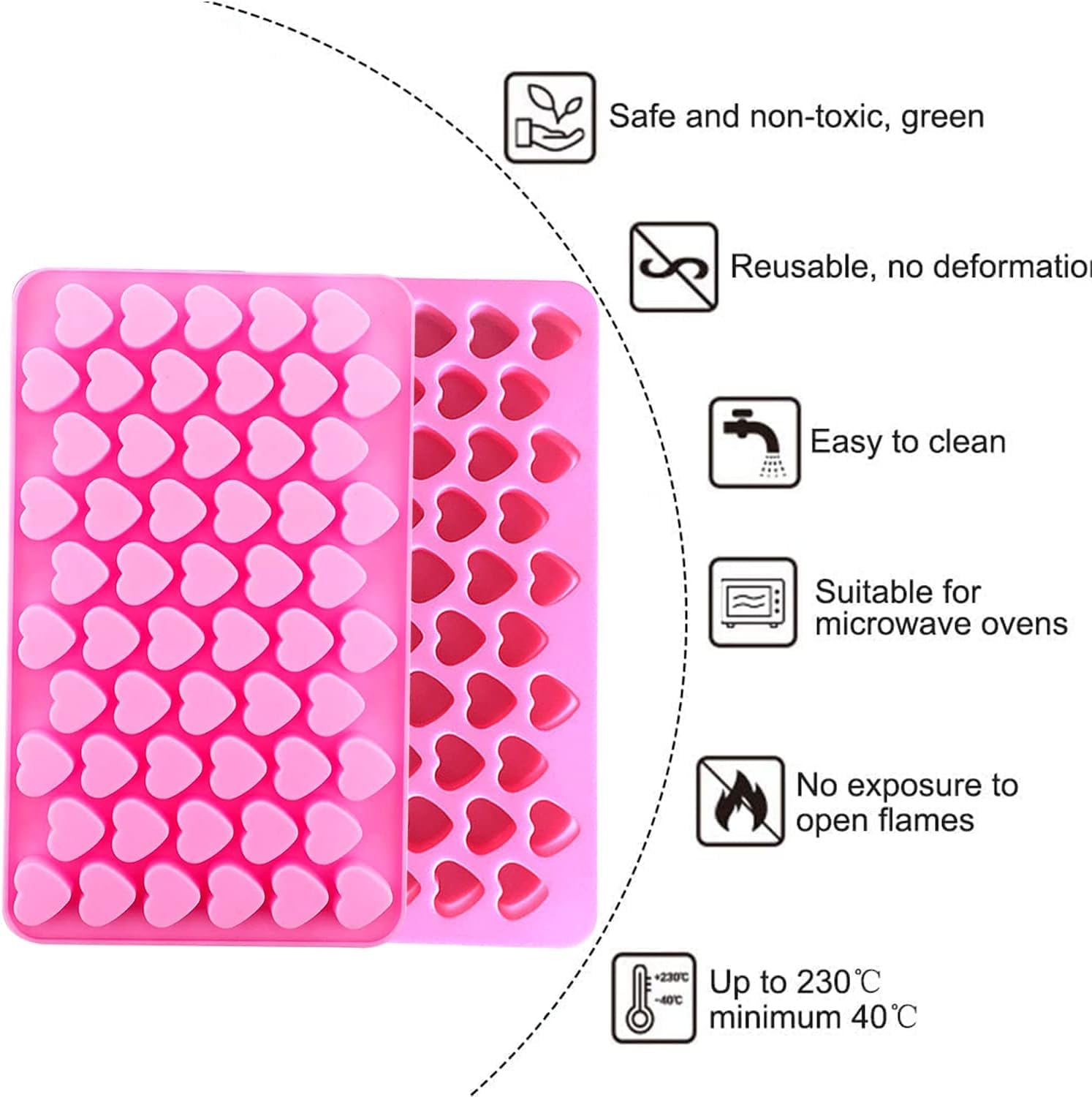 LEGACYCART 55-Cavity Silicone Heart Mold for Baking, Ice Cubes, Candy & Chocolate - Perfect for Valentine's Day Treats, DIY Gummy Bears, Cake Decorating & Party Desserts