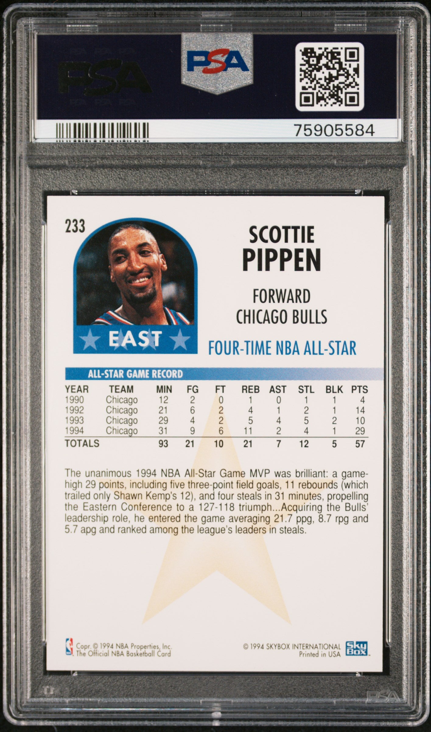 1994 HOOPS SCOTTIE PIPPEN #233 PSA 10 GEM MINT Basketball Trading Card - Perfect for NBA Collectors, Sports Memorabilia Enthusiasts & Investment Portfolio