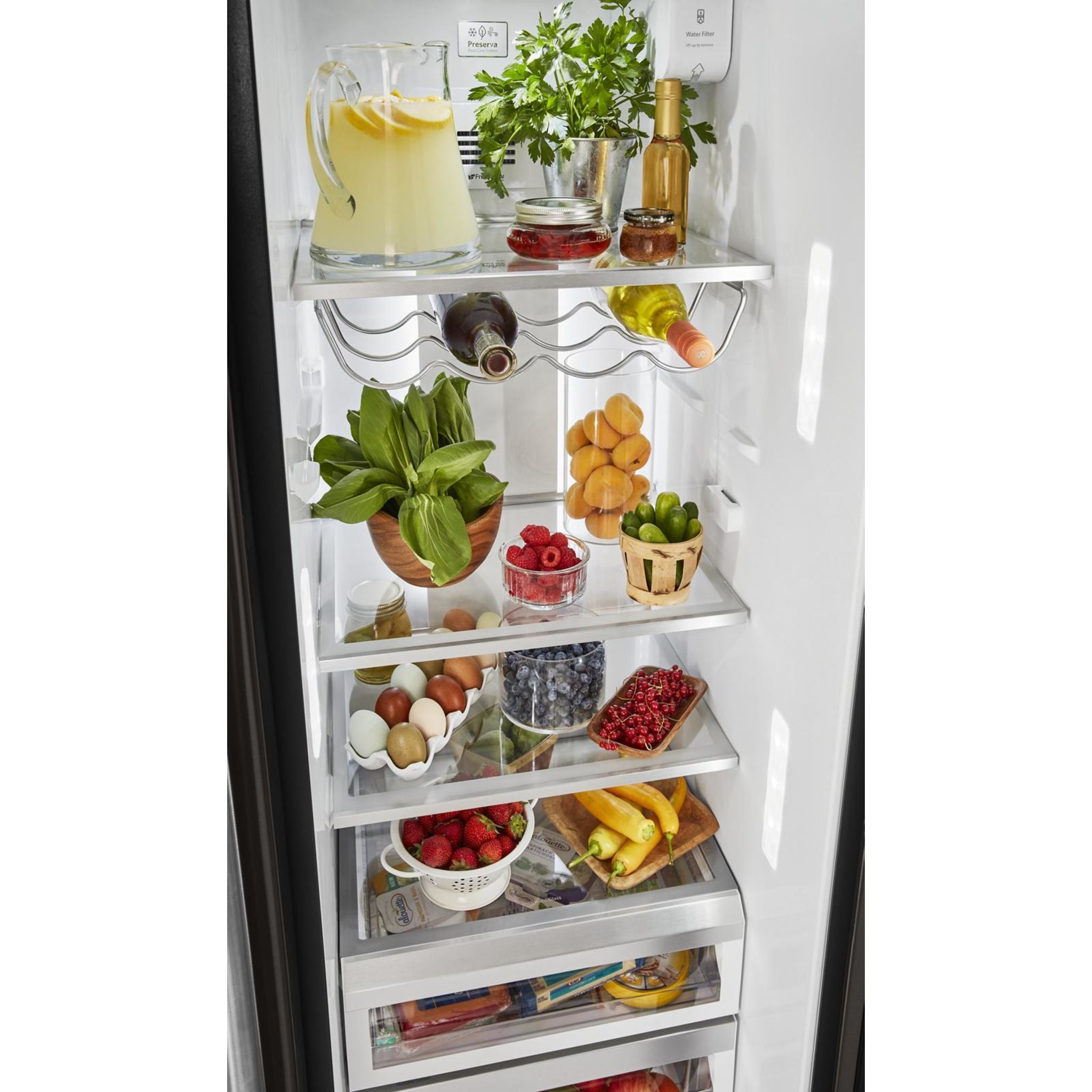 KitchenAid KRSC703HBS 36-Inch Counter-Depth Side by Side Refrigerator with Black Stainless Steel Finish - Perfect for Modern Kitchens & Open-Concept Living Spaces