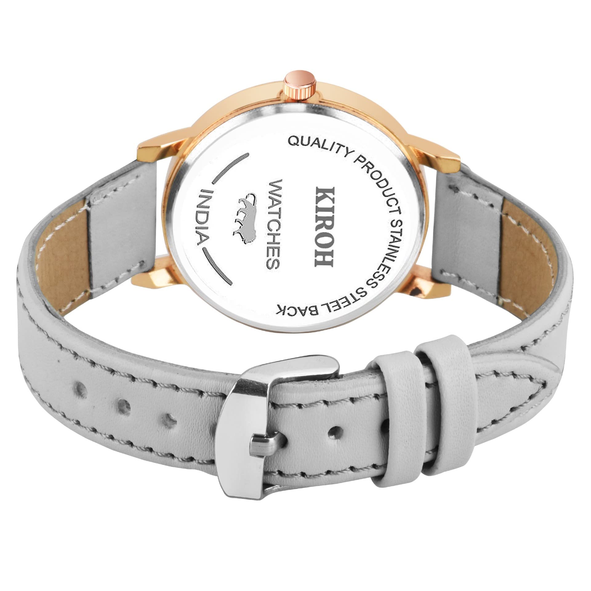 KIARVI GALLERY Women's Analog Watch with Stylish Leather Strap - Classic Grey Timepiece for Women & Girls | Perfect for Office, Casual Wear & Everyday Fashion