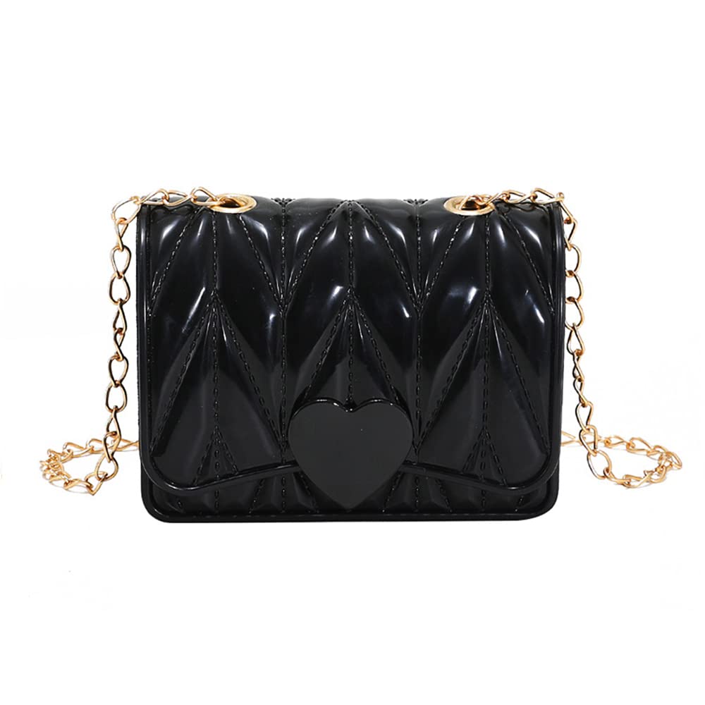 **Little Girl Mini Shoulder Bag - Cute Heart Crossbody Purse for Toddlers & Kids Girls (Black) - Perfect for School, Travel & Playdates**