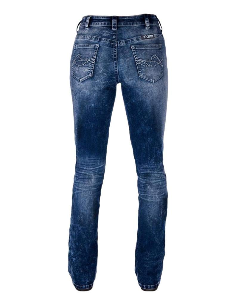 Cowgirl Tuff Western Jeans for Women - Bootcut Medium Wash Distressed Denim with Tornado Design | Perfect for Rodeo, Country Music Festivals & Western Fashion Outfits