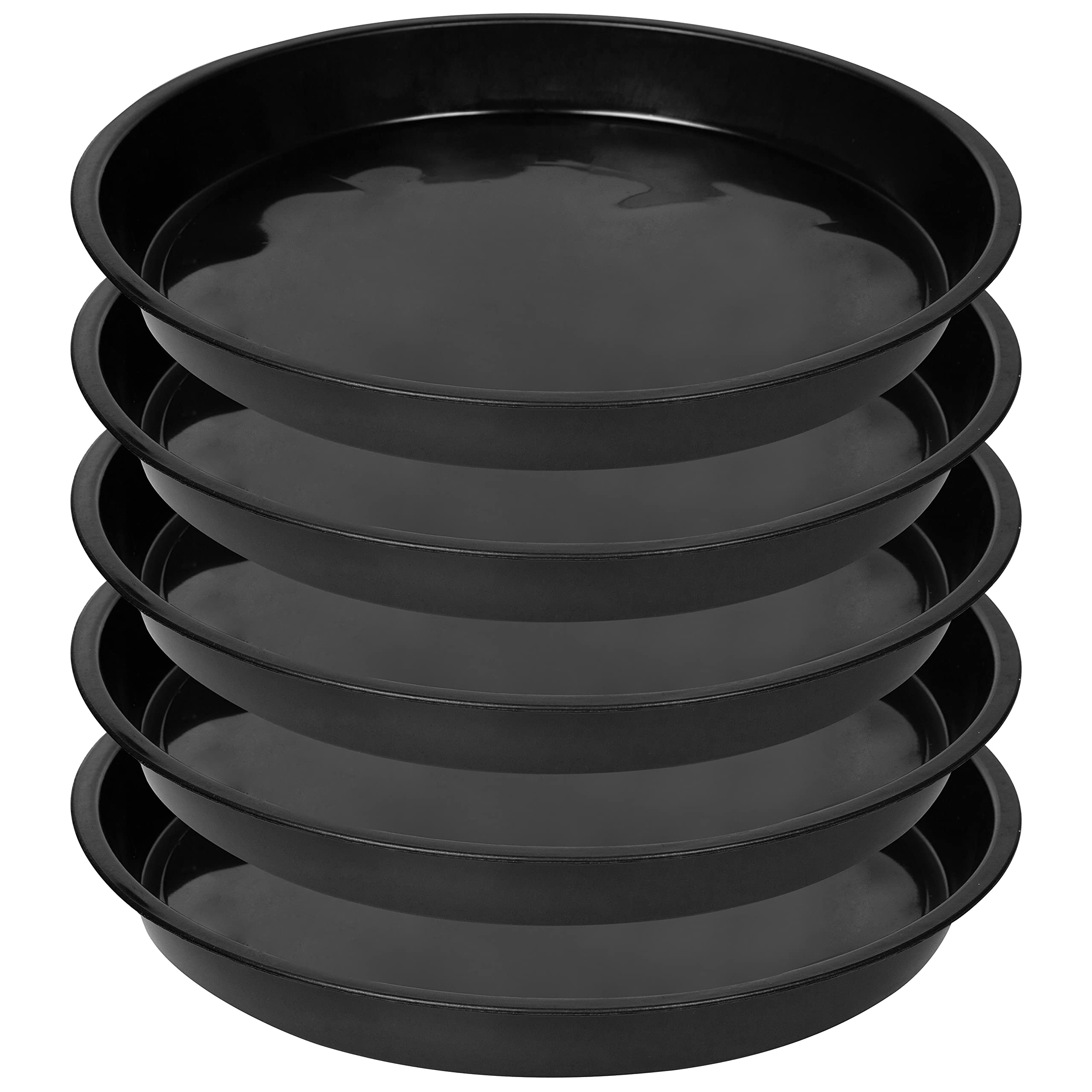 6 Pack 10 Inch Plant Saucers - Heavy Duty Black Plastic Plant Trays for Indoor & Outdoor Pots, 8.7 Inch Base - Perfect Drip Catchers for Flower Pots, Houseplants, Gardening & Deck Protection