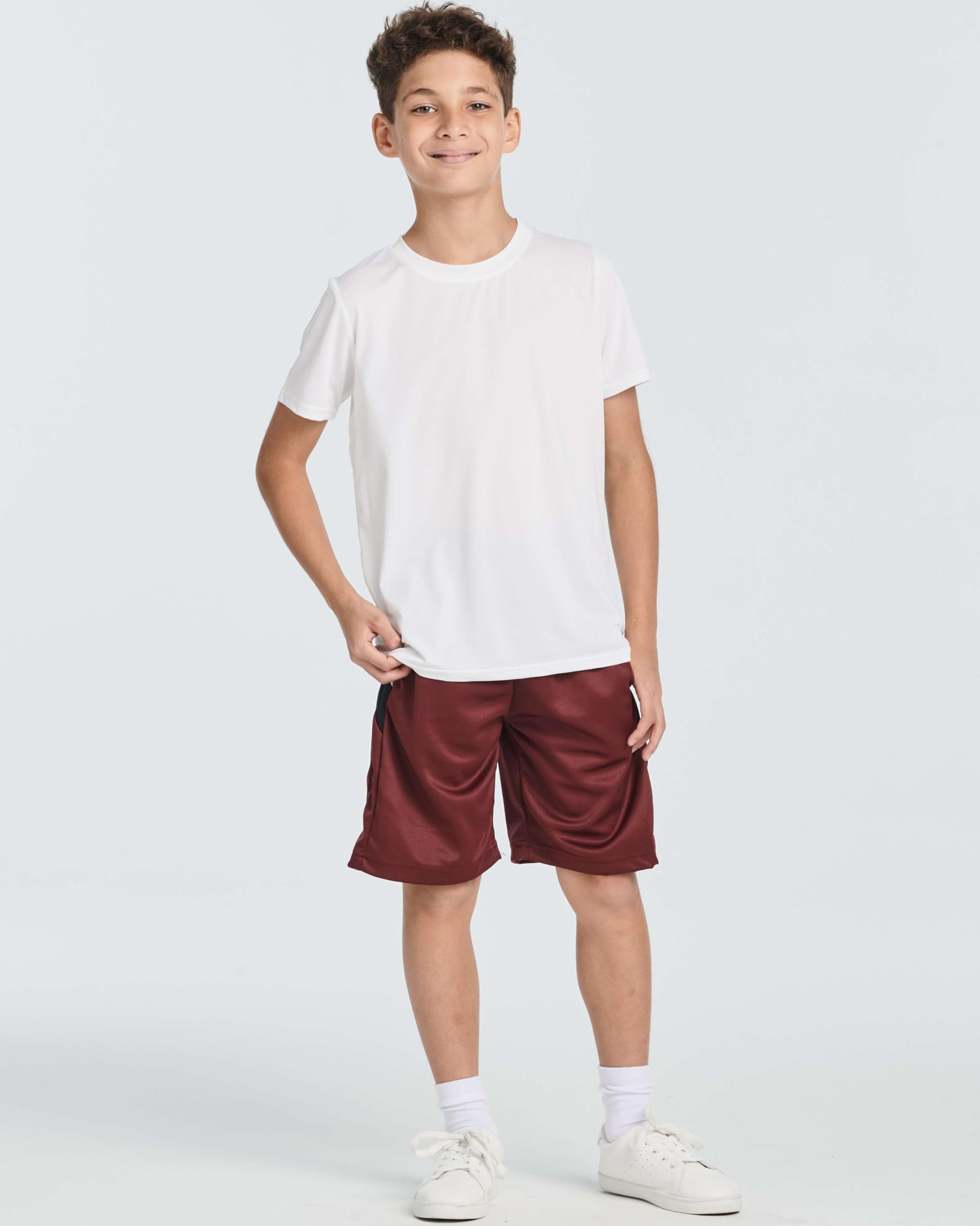 Real Essentials 5-Pack Boys' Athletic Basketball Shorts with Pockets - Breathable Quick-Dry Youth Sports Shorts for Ages 4-18 - Perfect for Basketball, Gym, Running & Casual Wear