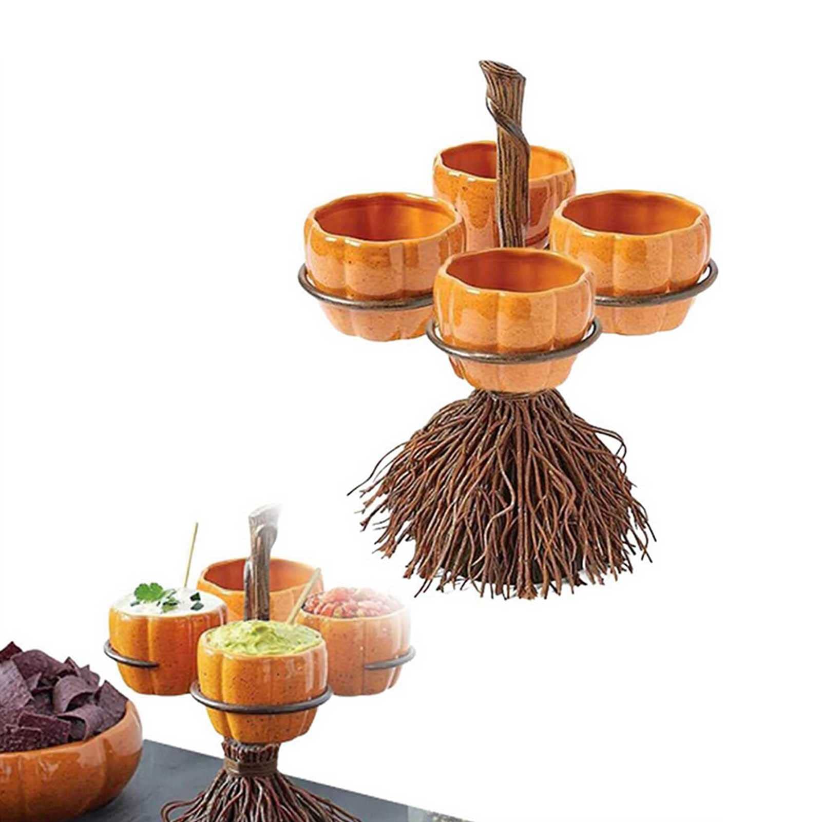 Collapsible Halloween Pumpkin Snack Bowl Stand - Party Candy & Dessert Holder, Fruit Plate Tray for Halloween Party Favors | Perfect for Trick-or-Treat, Fall Gatherings & Holiday Entertaining