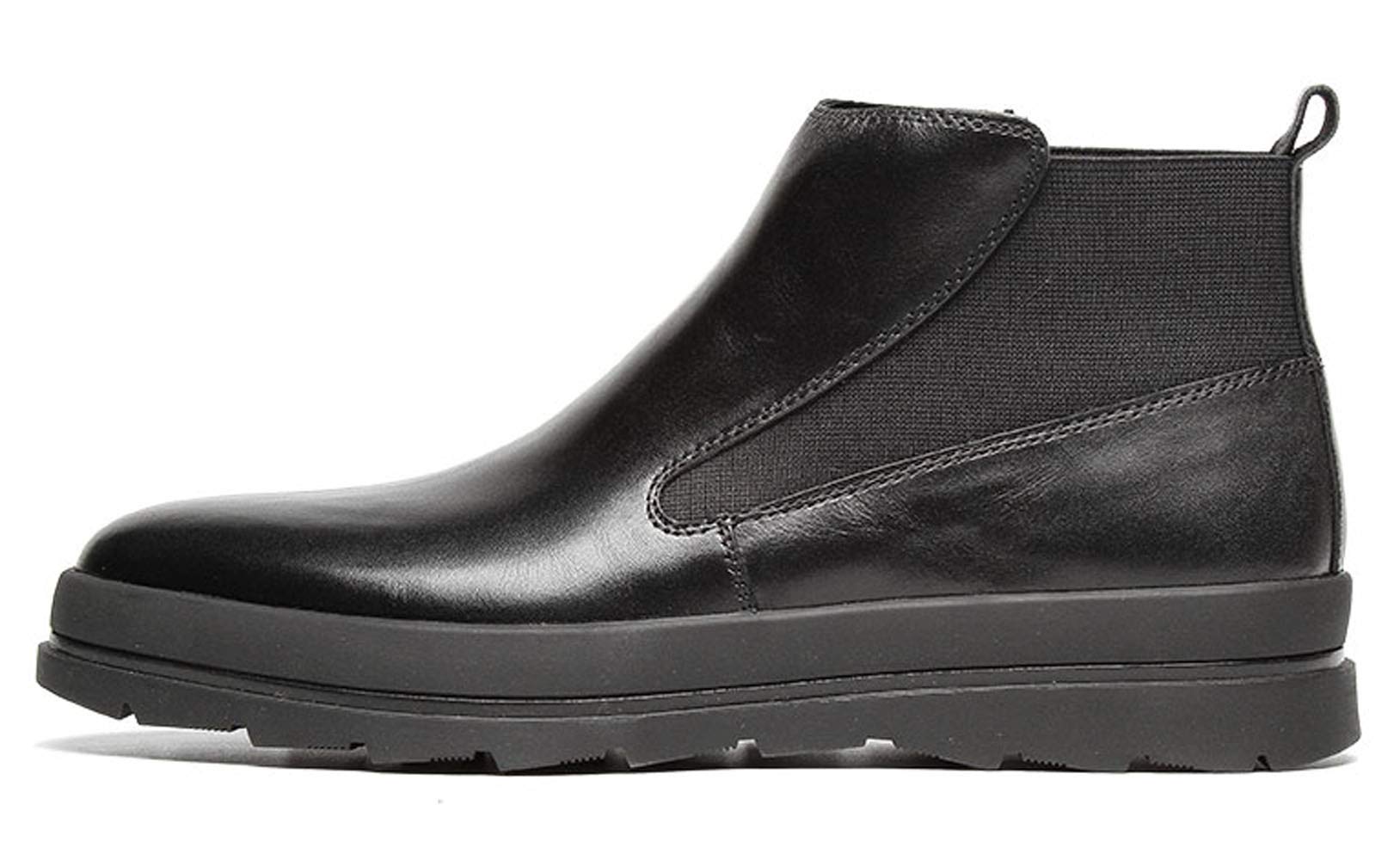 Santimon Men's Leather Slip-On Chelsea Boots - Black Platform Ankle Boots for Dress & Casual Wear | Comfortable & Stylish Footwear for Work, Parties & Everyday Outfits