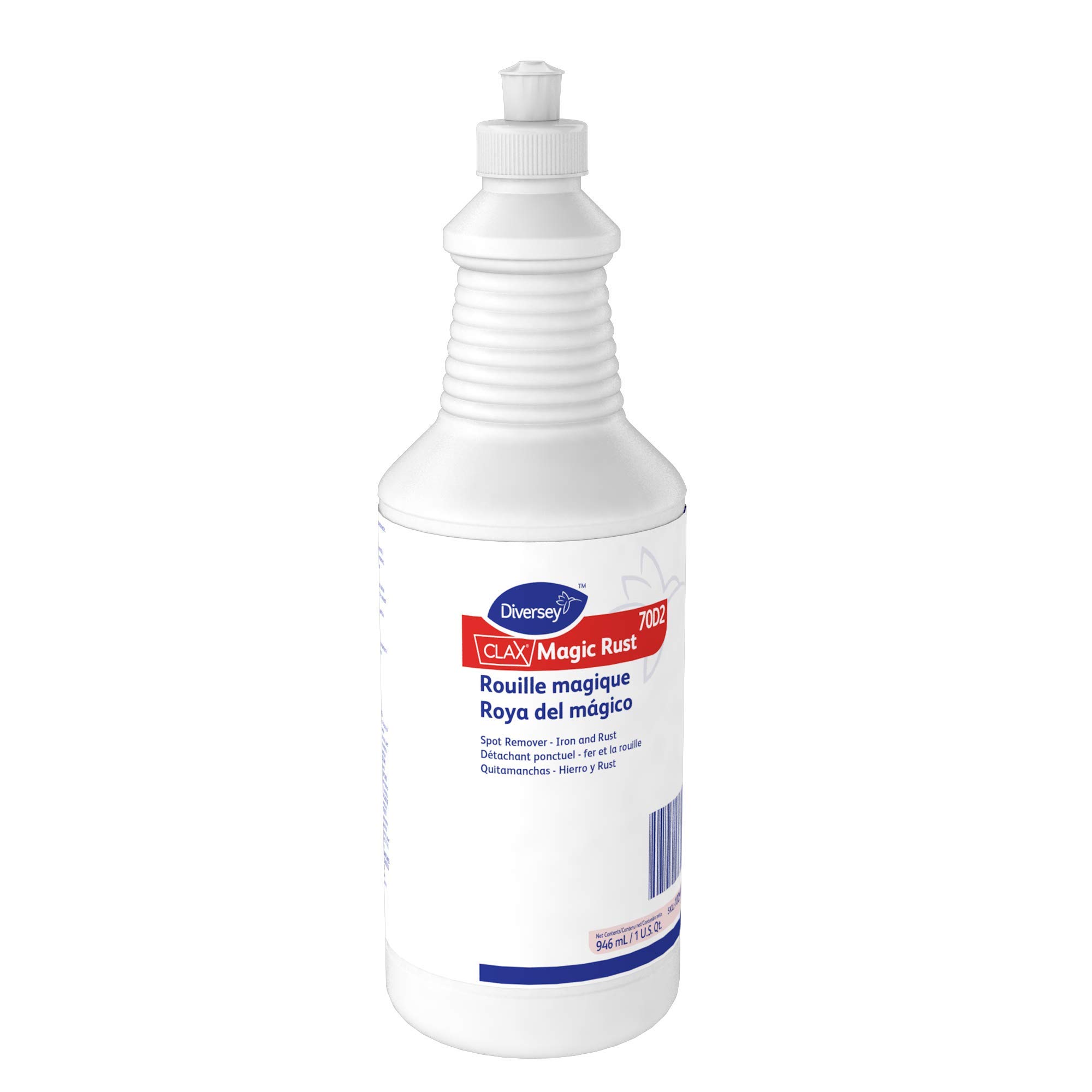Diversey Clax Magic Rust Commercial Fabric Spot Remover - Removes Tough Iron & Rust Stains, Ready-to-Use Squeeze Bottle, 32-Ounce (Pack of 6) - Ideal for Laundry, Upholstery & Industrial Use