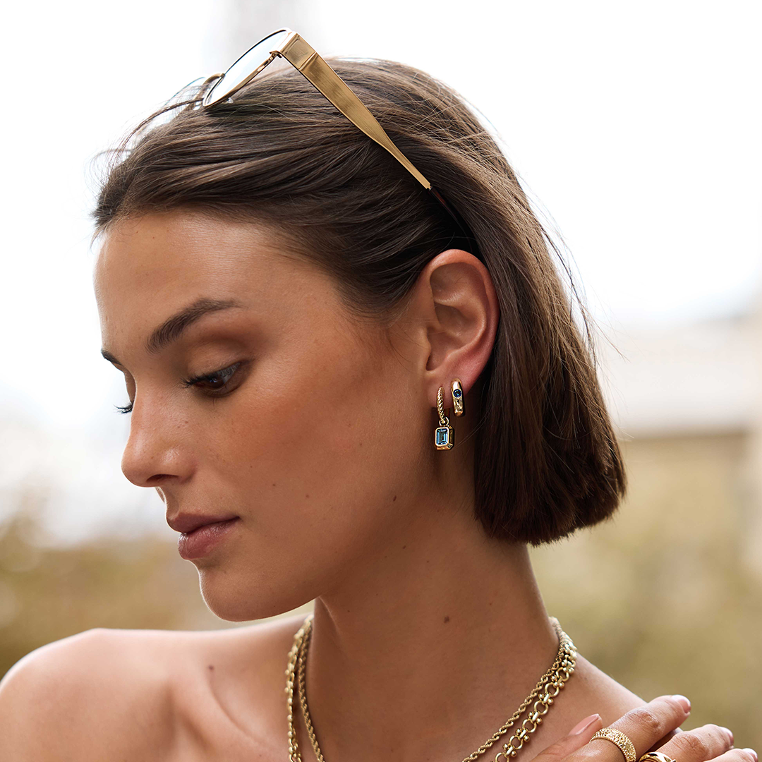 Versailles Hoops Earrings for Women - 18K Gold Plated French Style Dangle Hoop Earrings - Perfect for Parties, Weddings & Everyday Elegance
