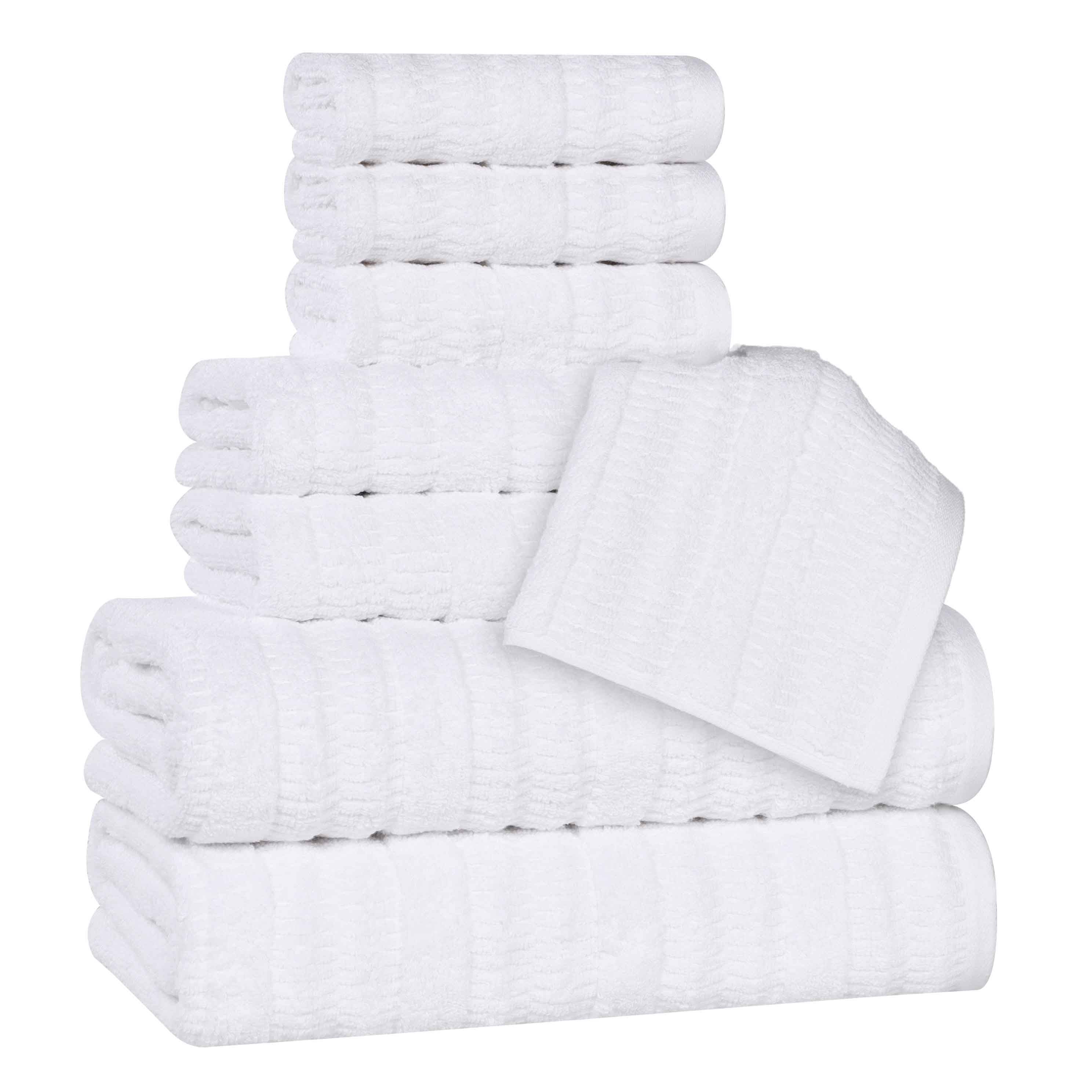 Mika Smart Twist Cotton Solid Vertical Ribbed 8-Piece Towel Set - Ultra Soft & Absorbent Bath Towels for Spa, Gym, and Luxury Home Use