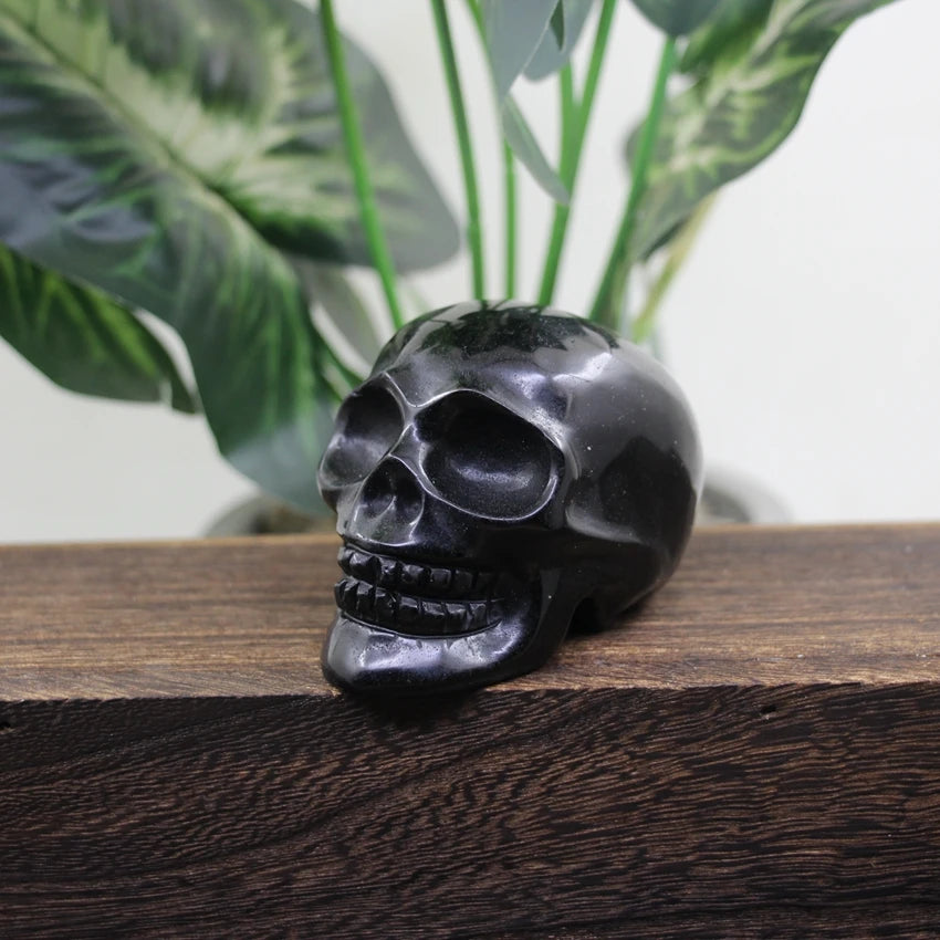3 Inch Hand Carved Skull Statue - Natural Gemstone Cranium Figurine for Halloween Decor, Healing Crystal Home Office Room Decor Gift - Perfect for Meditation Spaces, Altars & Gothic Collections