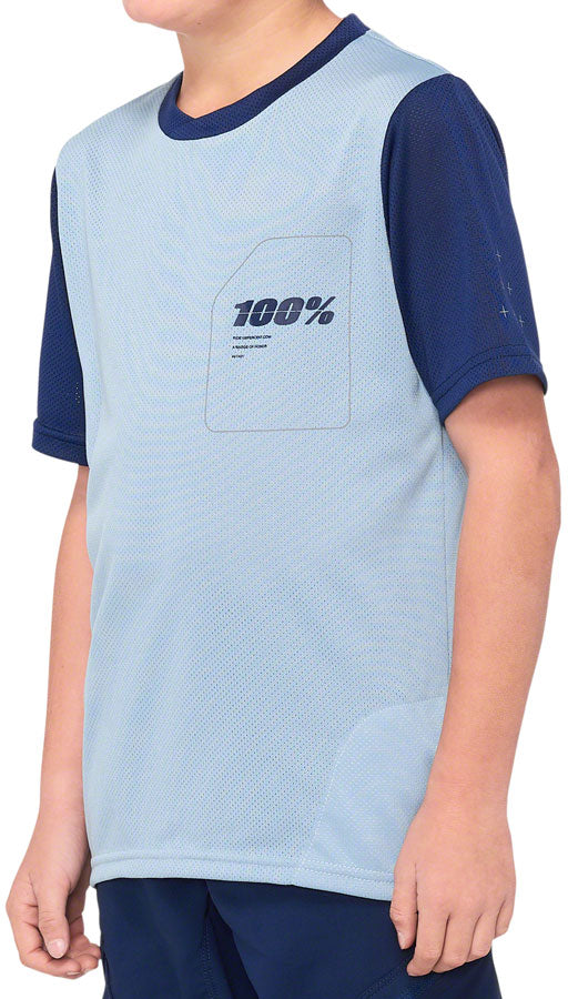 Ridecamp Jersey - 100% Cotton Short Sleeve Youth T-Shirt in Blue/Navy (Medium) | Comfortable Cycling & Outdoor Activities Apparel